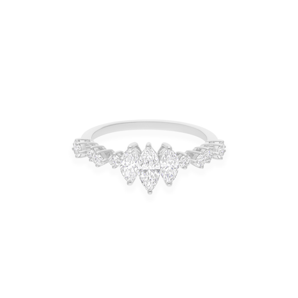 SI/H Certified 0.99 Ct Natural Marquise Diamond Gold Band Ring