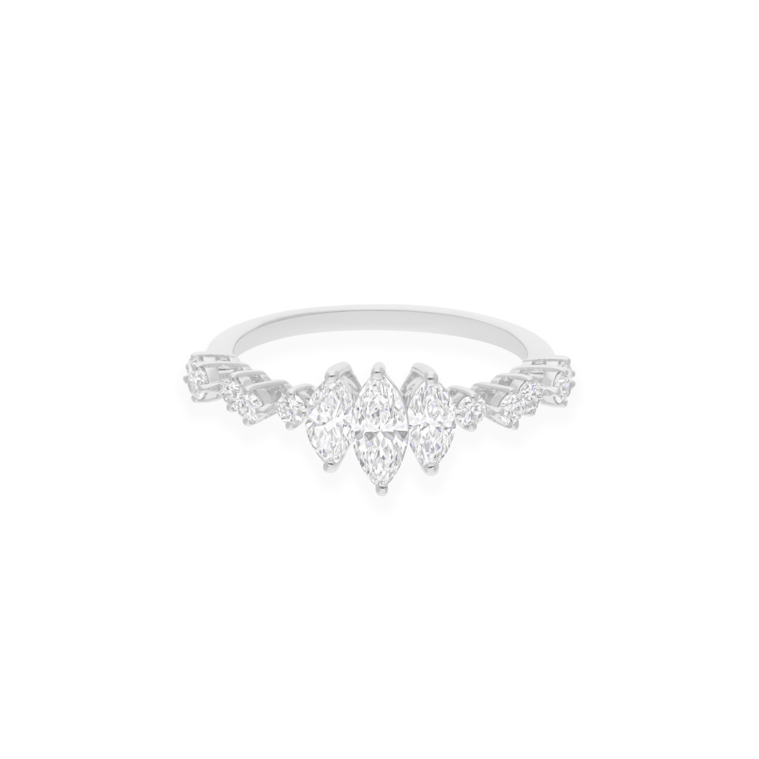 SI/H Certified 0.99 Ct Natural Marquise Diamond Gold Band Ring