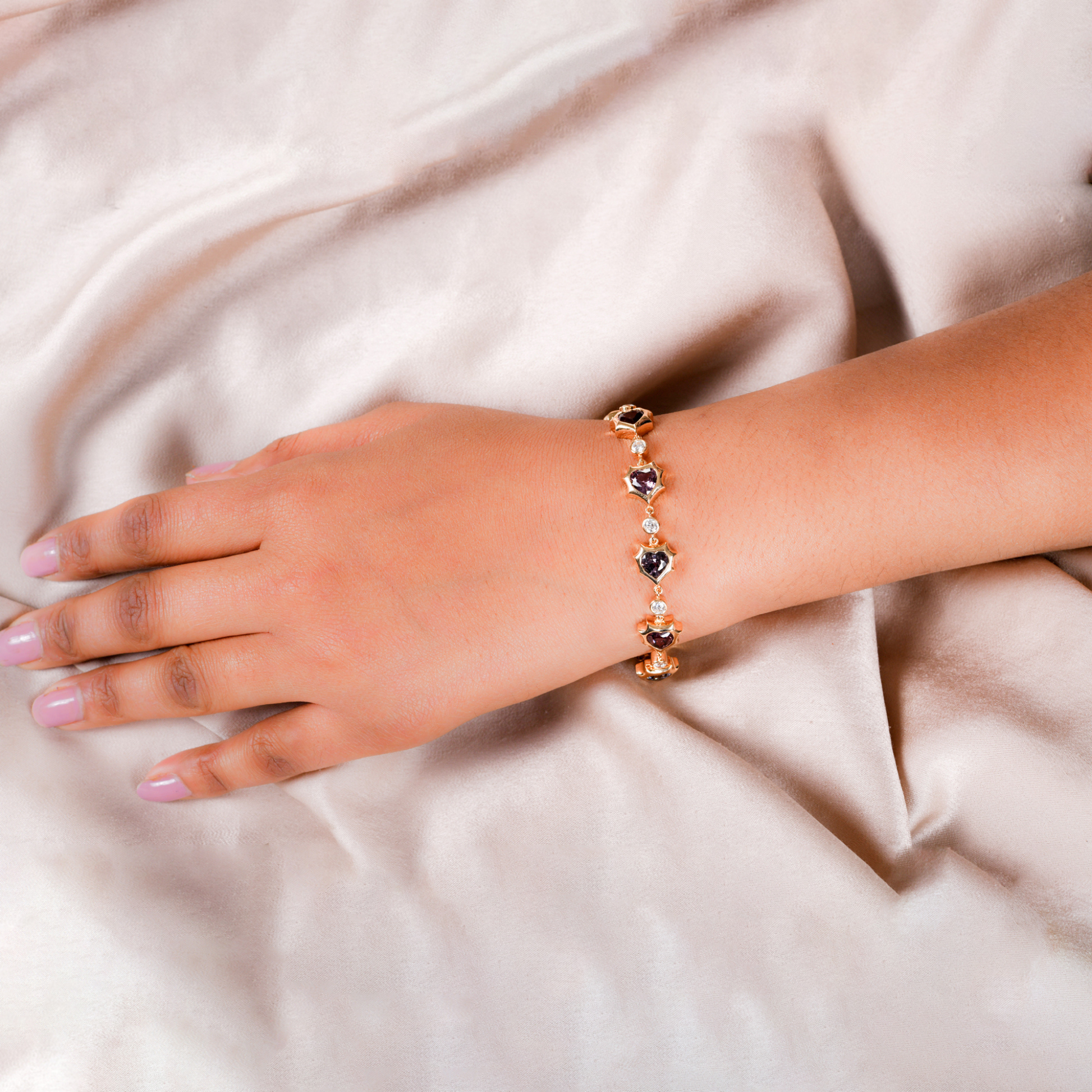 11.21 Tcw Diamonds & Multi Spinel Gemstone Gold Handmade Bracelet