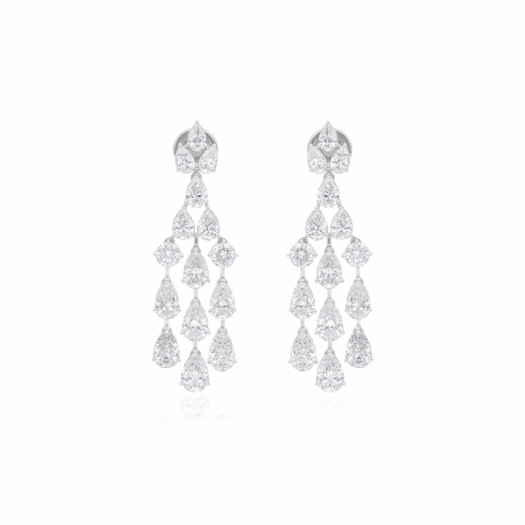 9.11 Ct. Certified Diamond Pear Cut Diamond Dangle Drop Earrings 18K Gold Jewelry