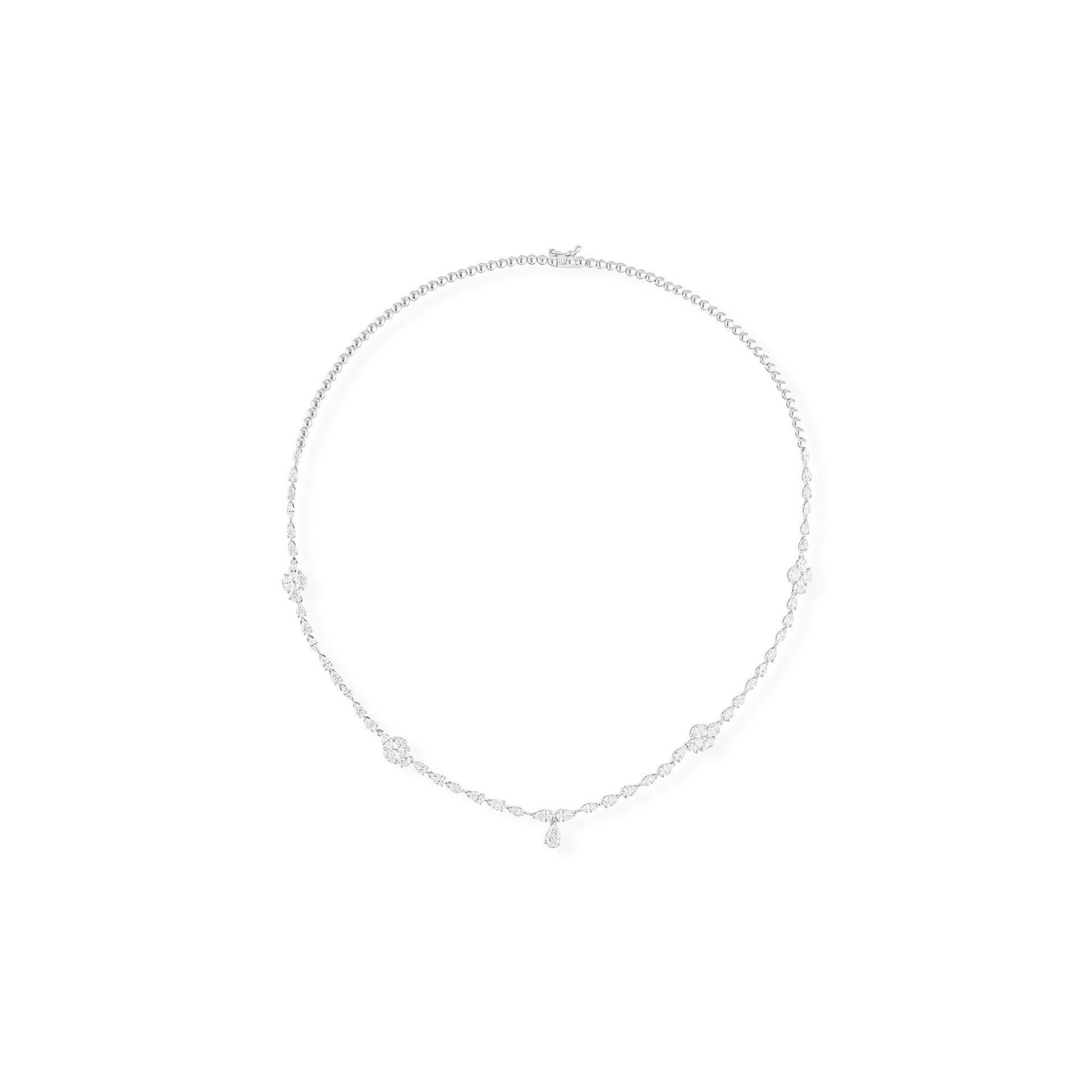 Pear Marquise Brilliant Cut 5.58 Ct Natural SI/H Diamond Tennis Necklace in 18k Gold