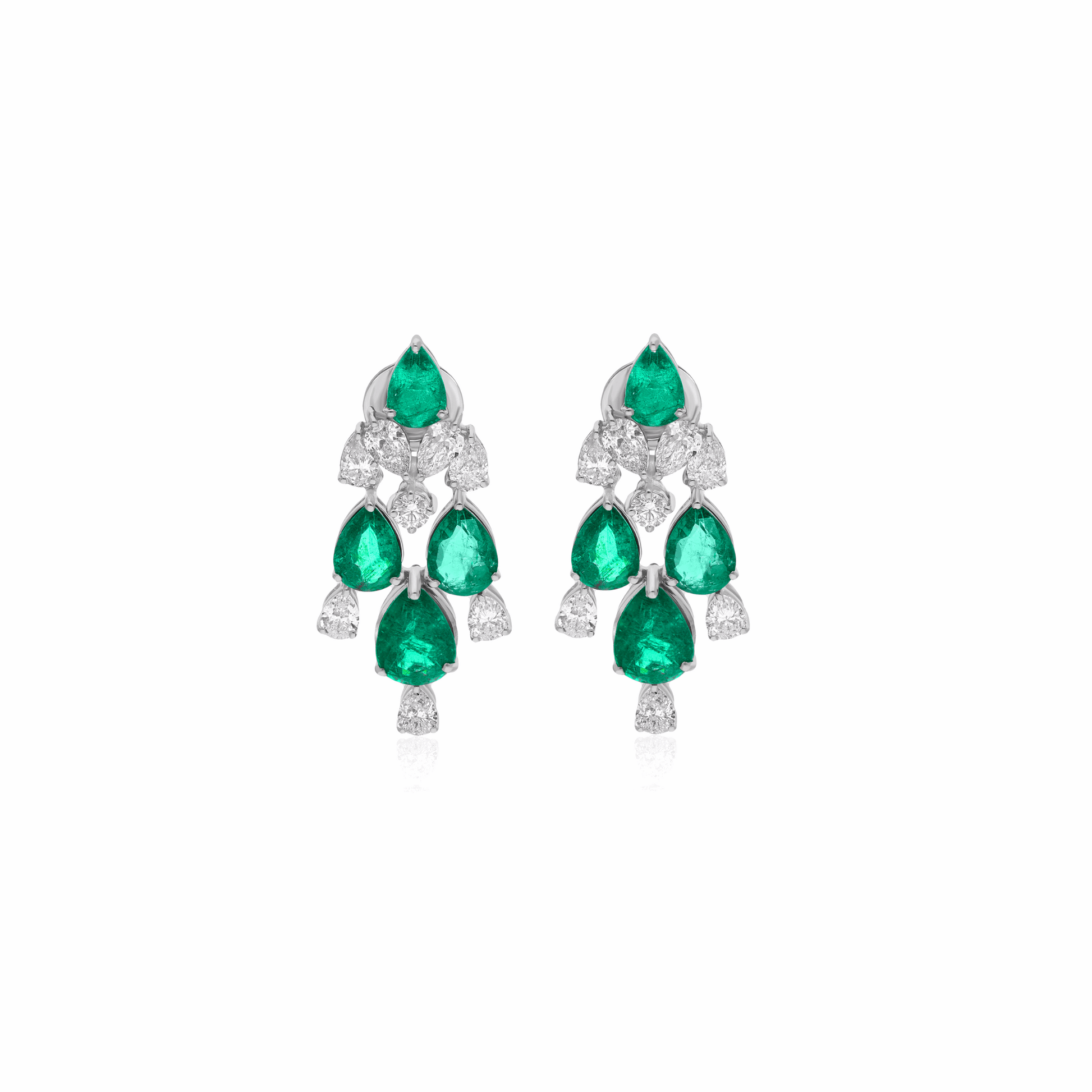 18K Gold Natural Brilliant Cut Zambian Emerald Diamond Earrings 7.13 Tcw