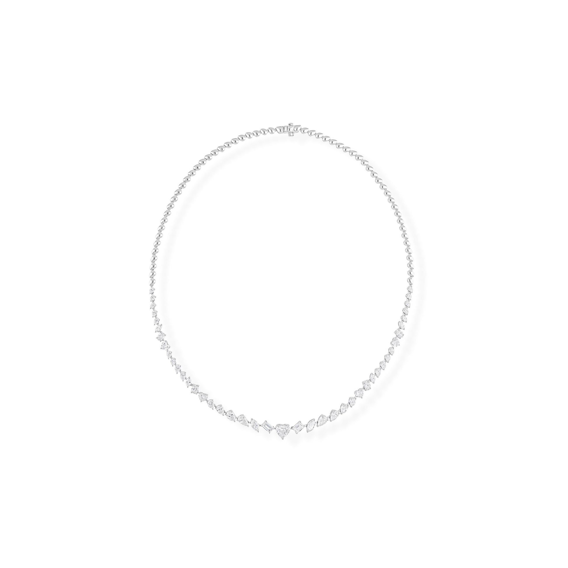 7.89 Ct SI/H Real Multi Shape Diamond Tennis Cluster Necklace in 18k Fine Gold