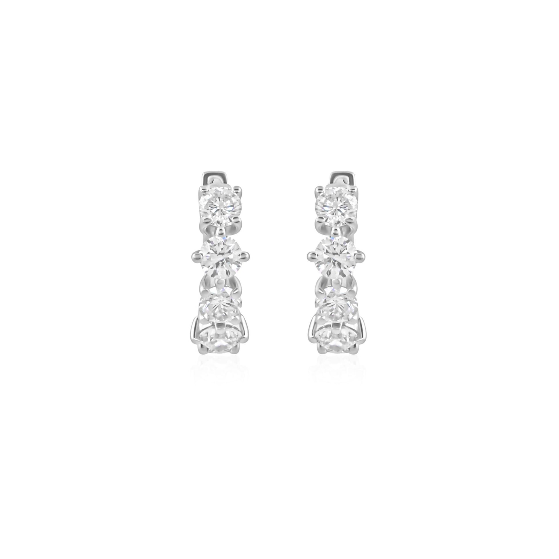 Timeless 5-Stone Gold 1.12Ct Round Cut Diamond Huggies Hoop Earrings