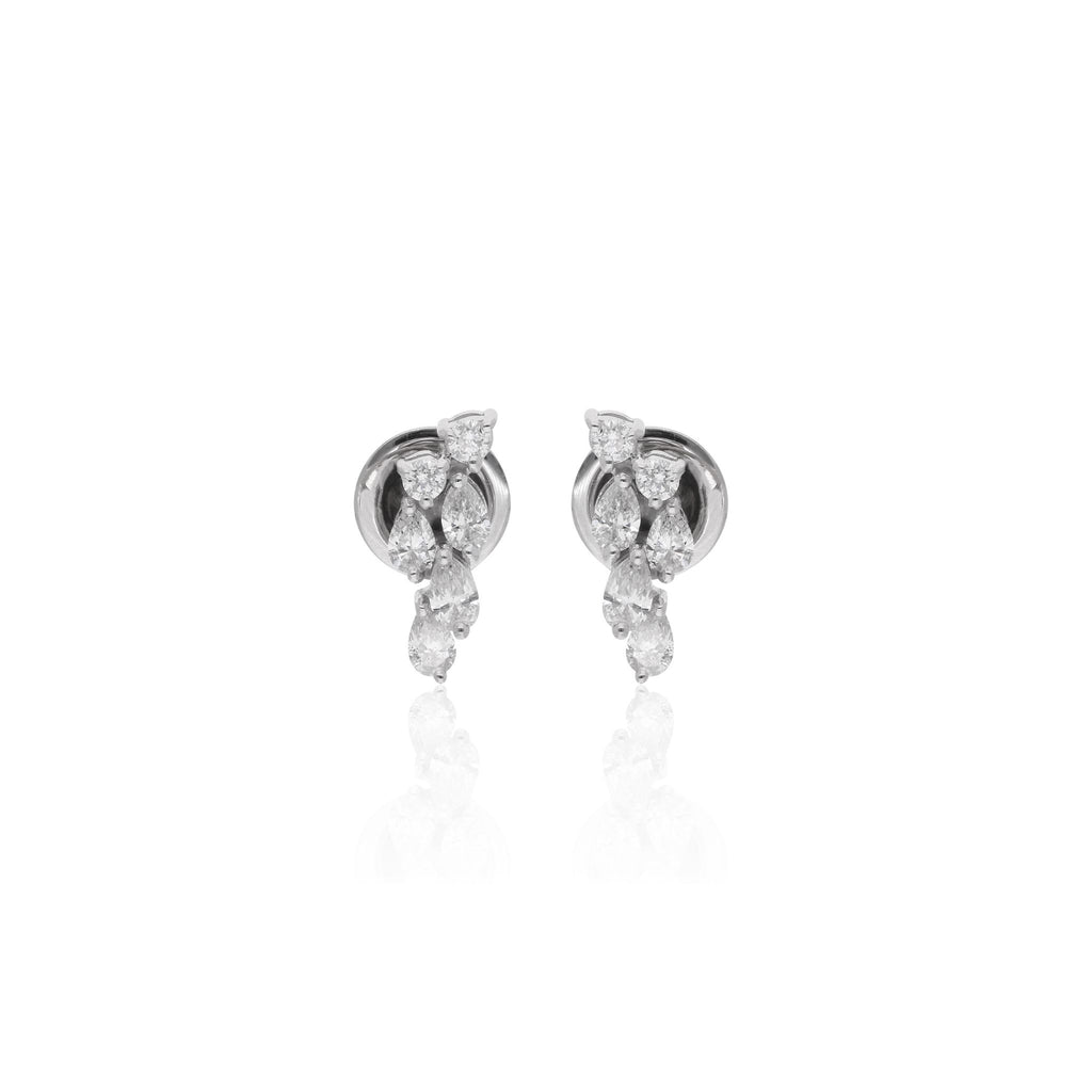 Genuine Natural Diamond Gold Finish Drop Stud Earrings