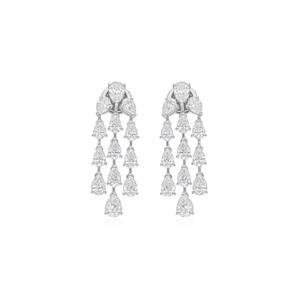 Statement Multi Row 4.45Ct Pear Shaped Dangle Drop Diamond Earrings