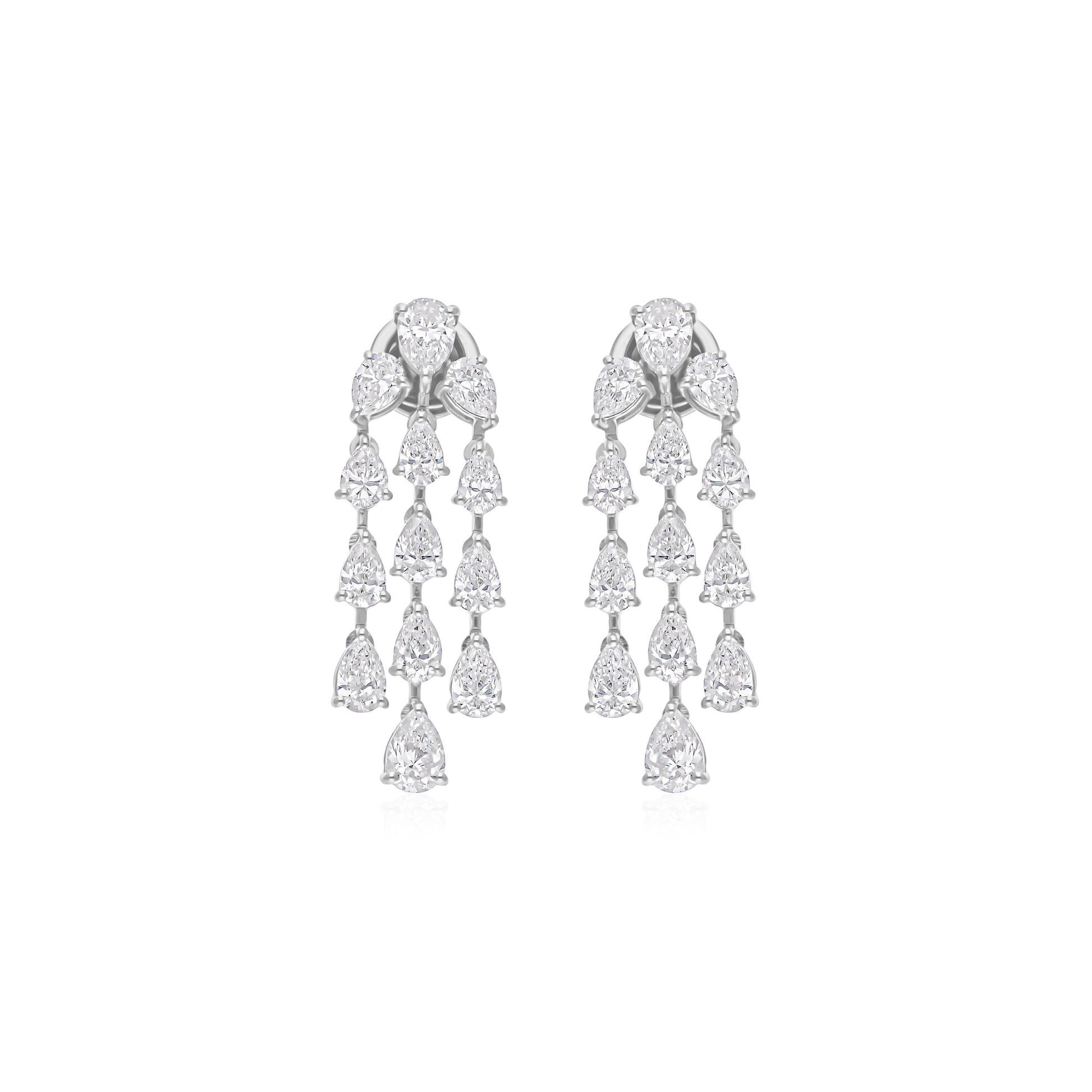 Statement Multi Row 4.45Ct Pear Shaped Dangle Drop Diamond Earrings