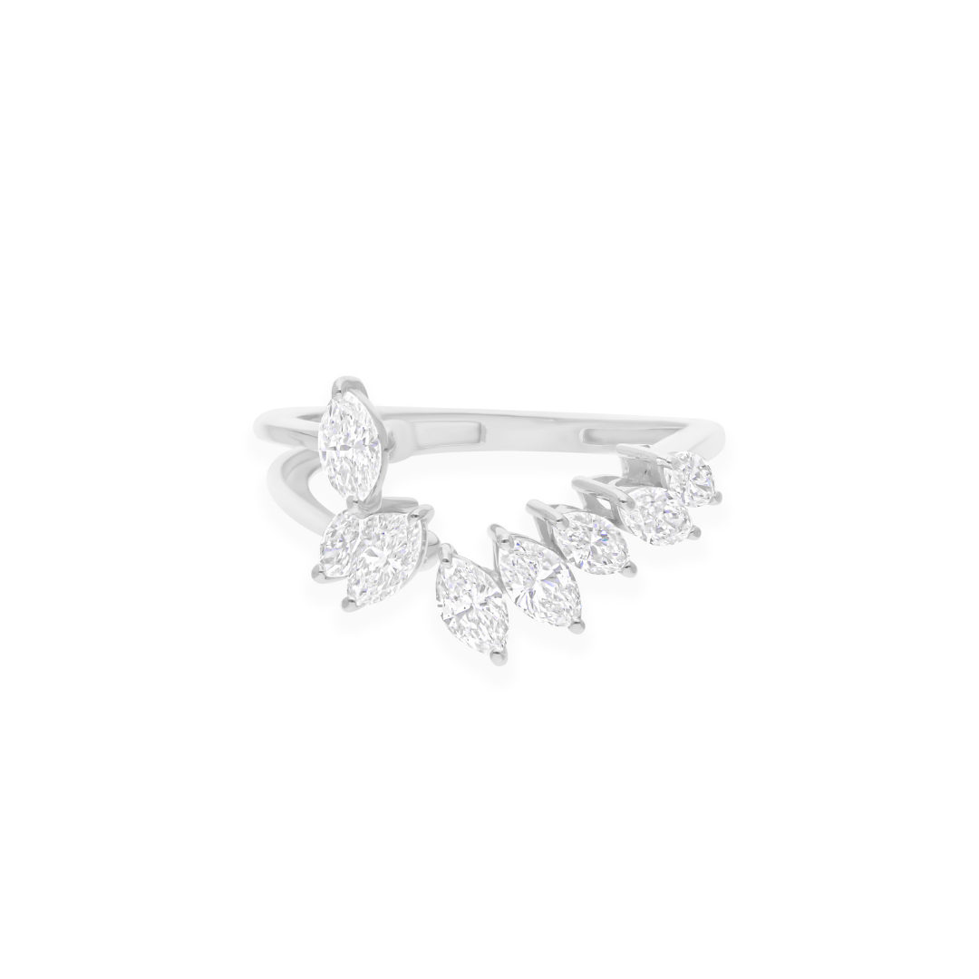 Marquise Cut 1.07 Carat Natural SI Clarity HI Color Diamond Cuff Gold Ring