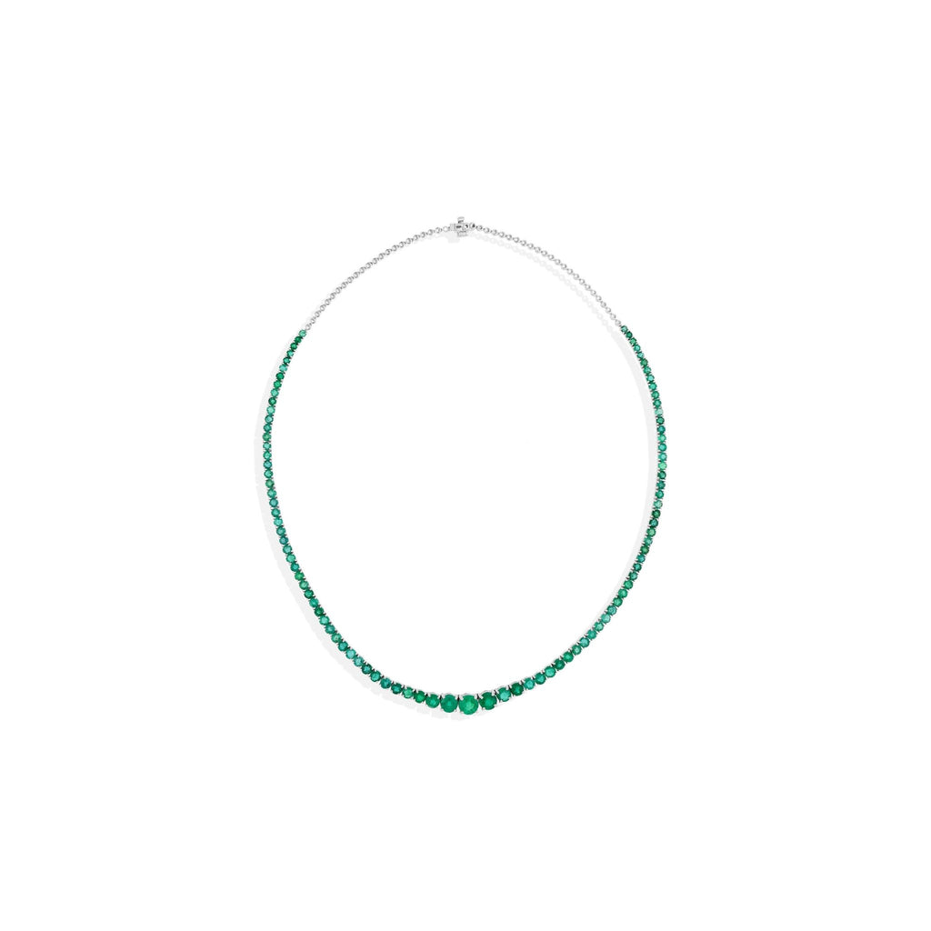 12.94 Ct Zambian Emerald Round Gemstone Necklace Fine Gold Chain