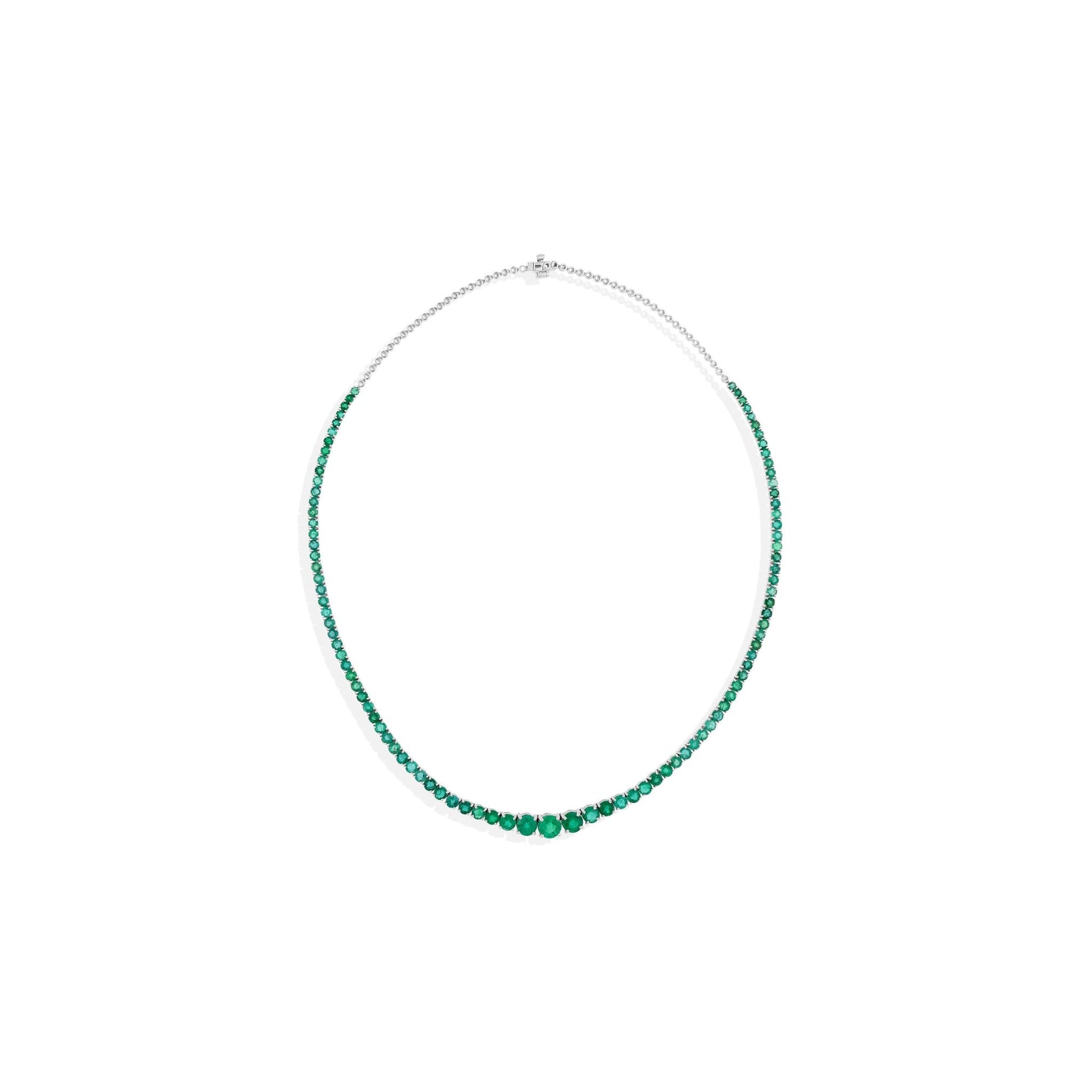 12.94 Ct Zambian Emerald Round Gemstone Necklace Fine Gold Chain