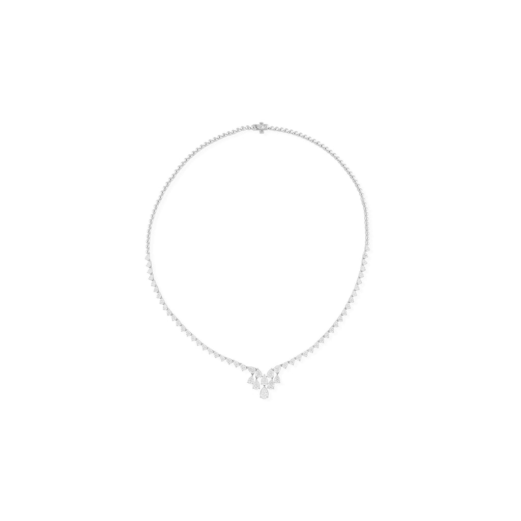 Classic Pear Drop 7.86 Ct Natural Diamond Tennis Necklace in 18k Solid Gold