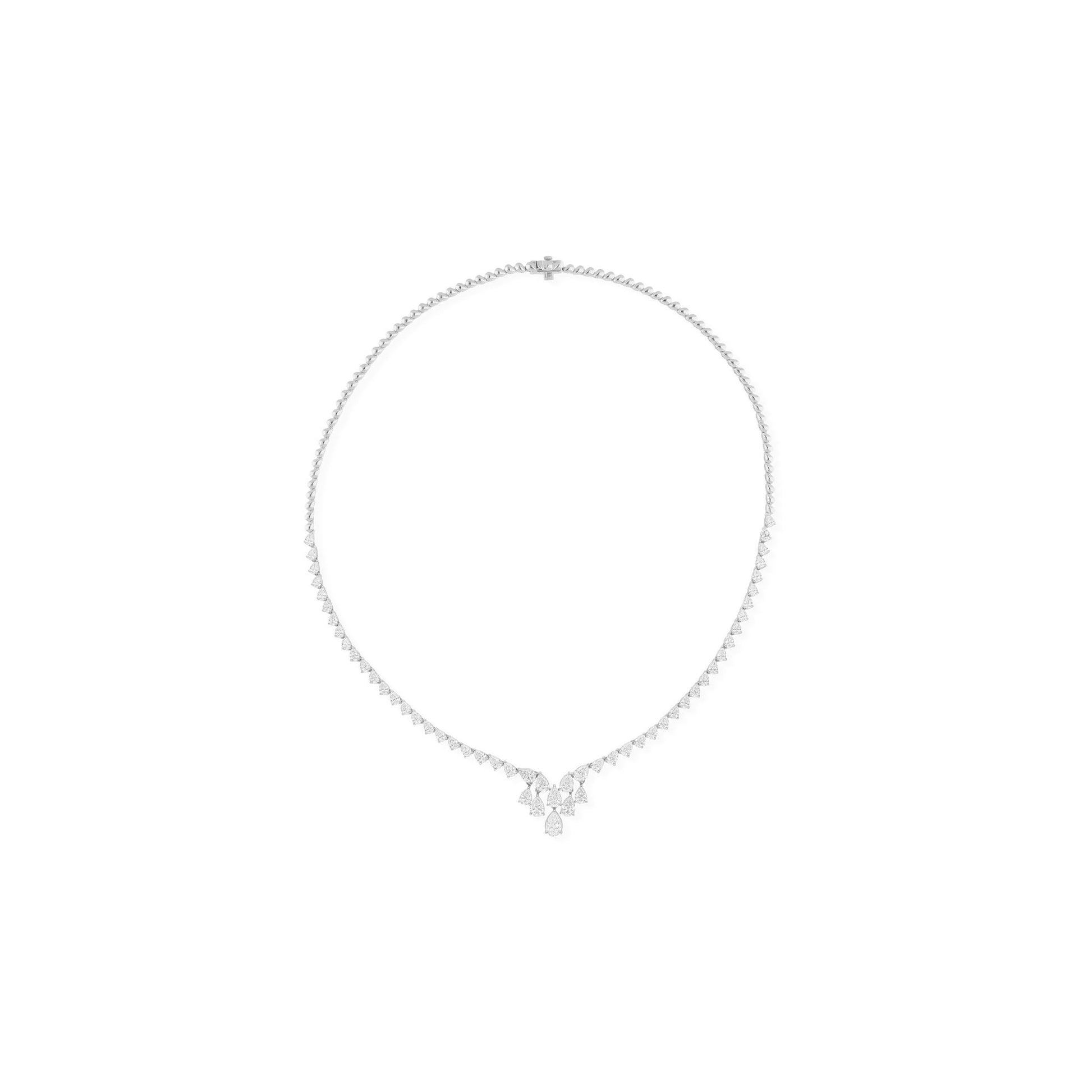 Classic Pear Drop 7.86 Ct Natural Diamond Tennis Necklace in 18k Solid Gold