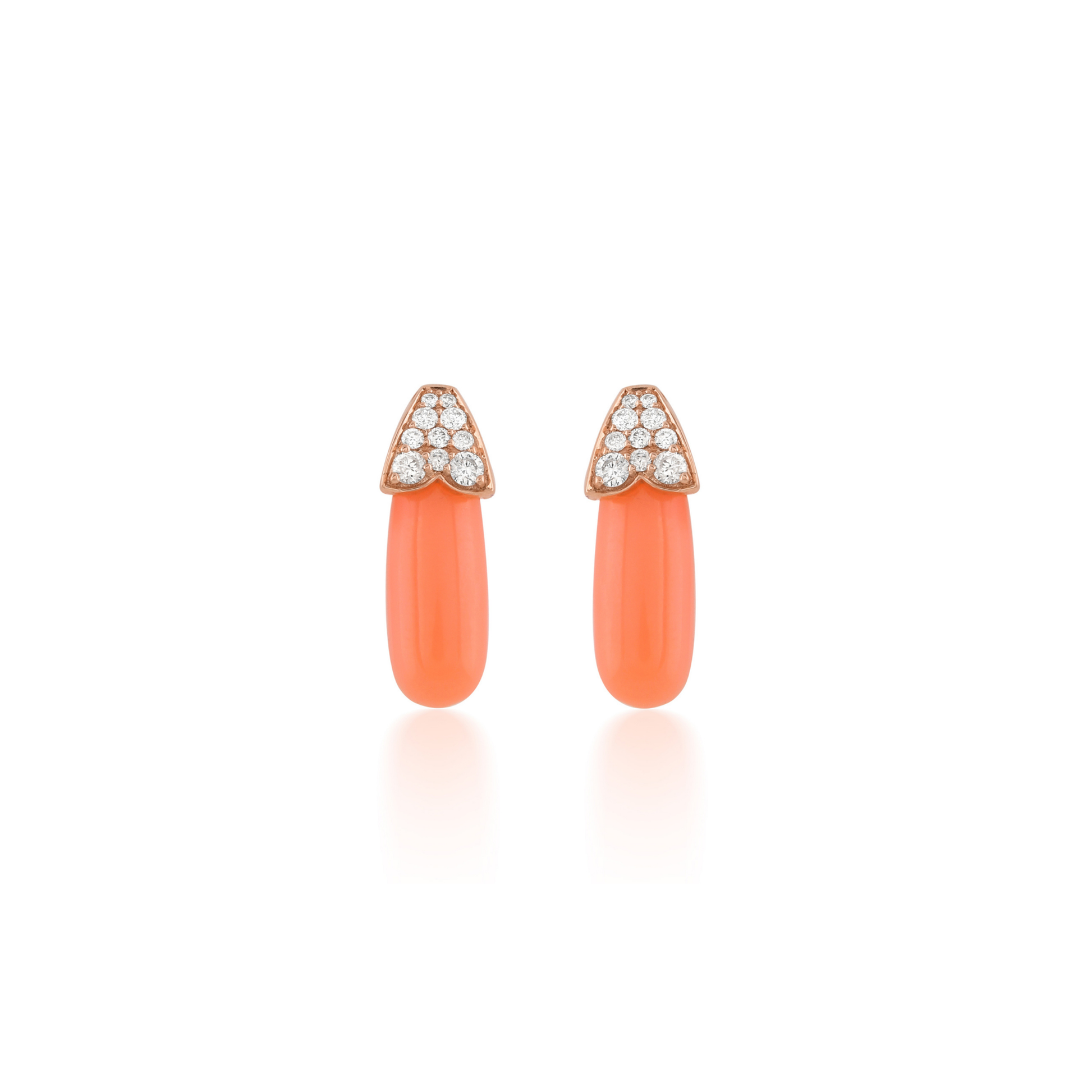 Art Deco 9.75Tcw Natural H/SI Round Pave Diamond Coral Drop Earrings