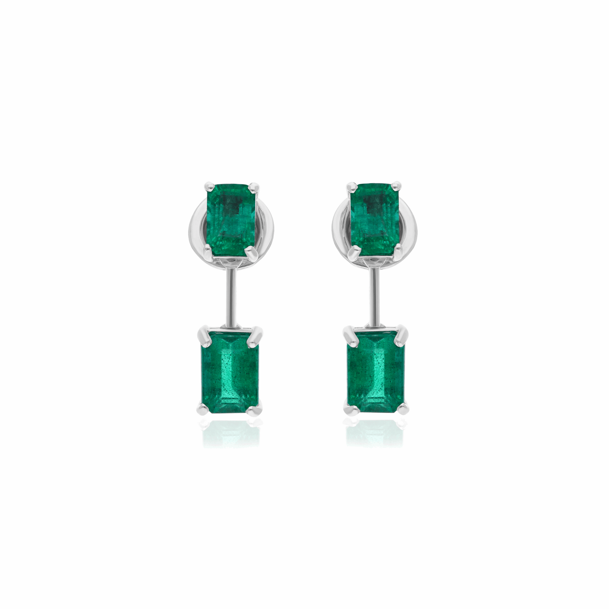3 Ct. Natural Zambian Emerald Duo Drop Earrings in 18K Gold