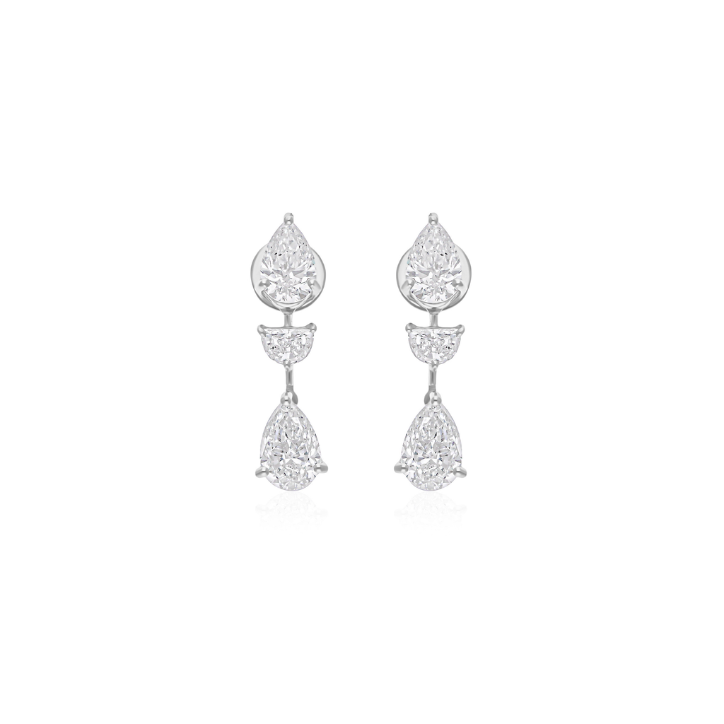 4.06 Carat Triple Drop Teardrop Diamond Minimal Earrings for Her