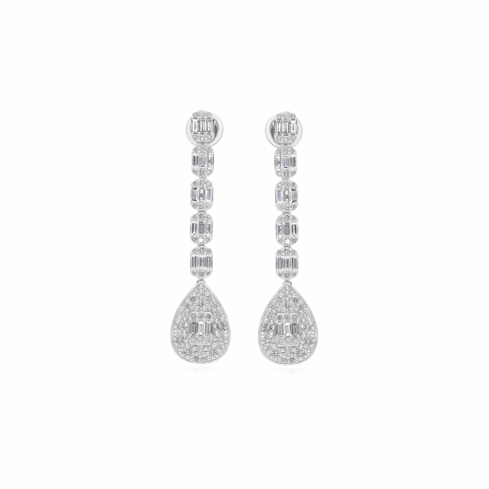 18K Gold Statement Dangle 3.13 Ct. Pave Diamond Earrings for Weddings