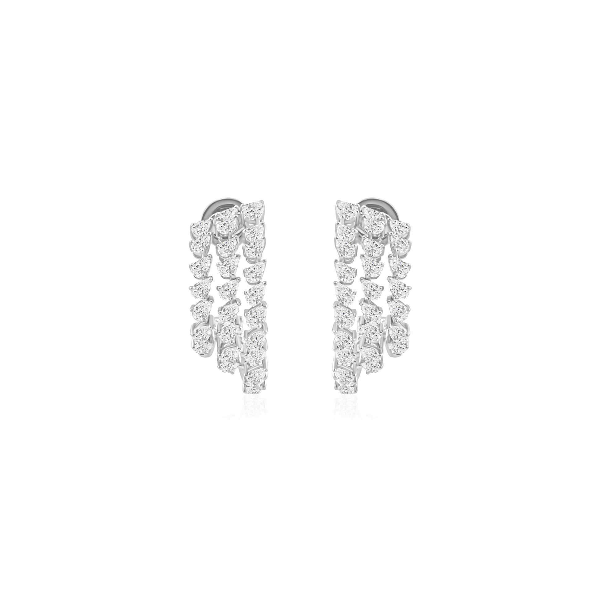 Drop Earrings in 18k Gold Contemporary Curve Earrings with Pear-Cut Diamonds
