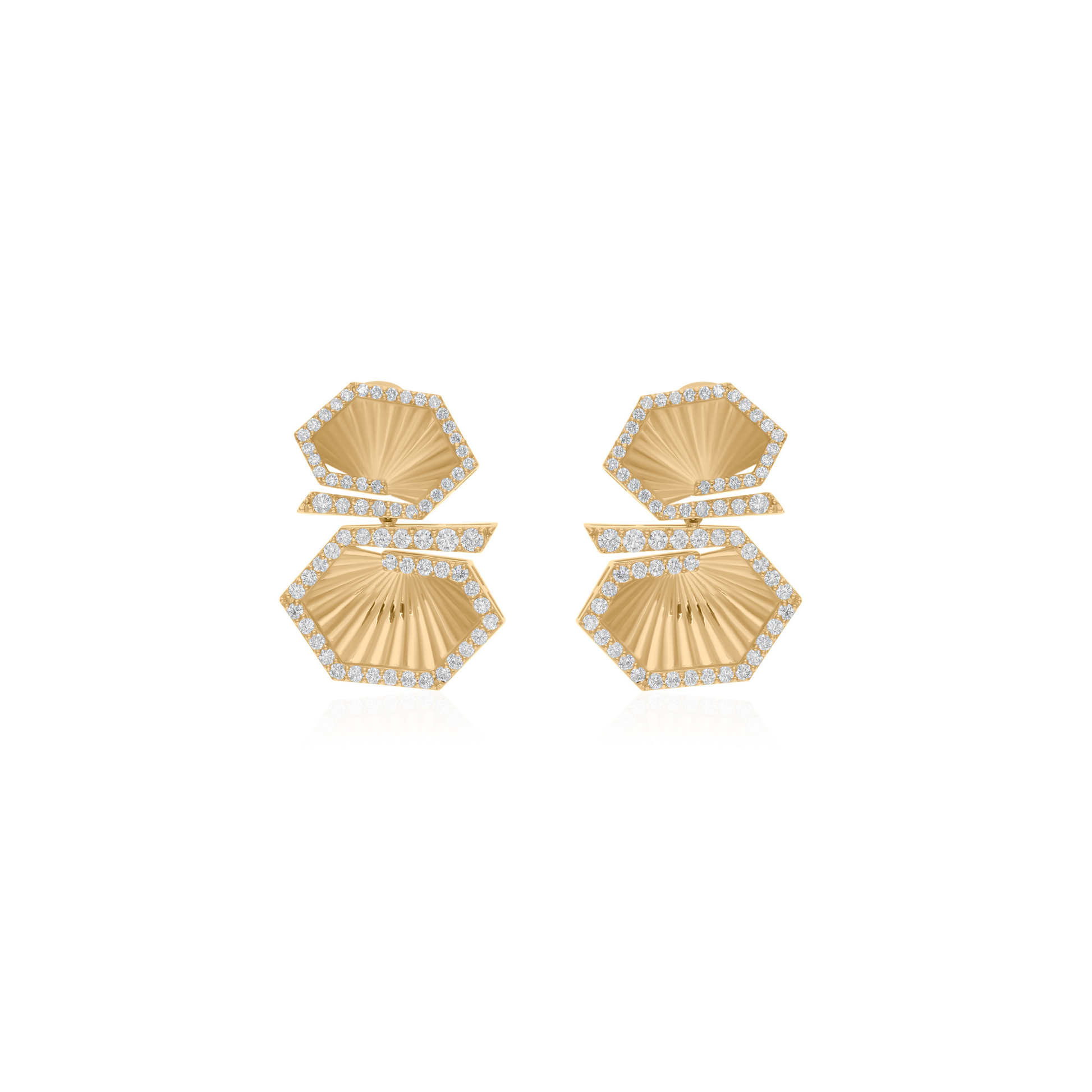 Contemporary Solid Gold 1.42 Carat Textured Natural Diamond Dangle Earrings