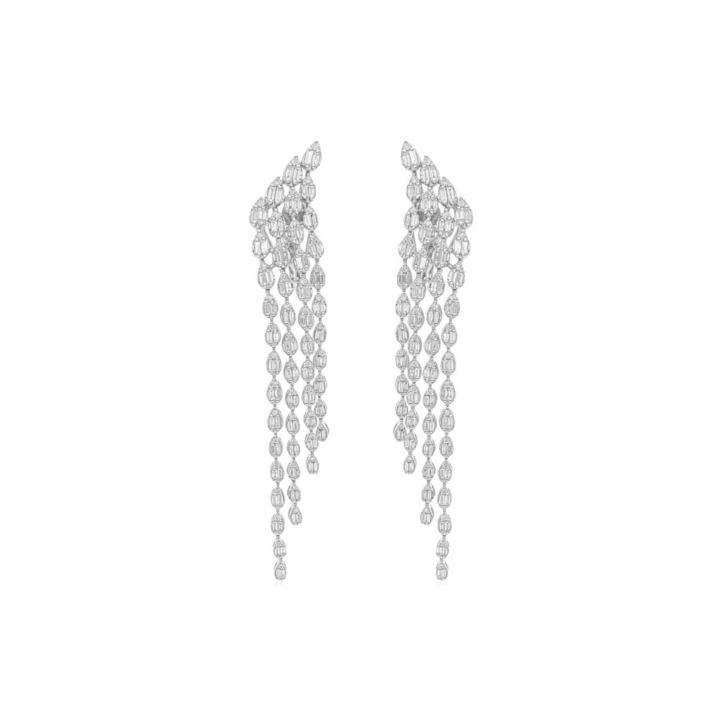 2.45 Ct Real H Color SI Clarity Diamond Chandelier Earrings 18K Solid Gold