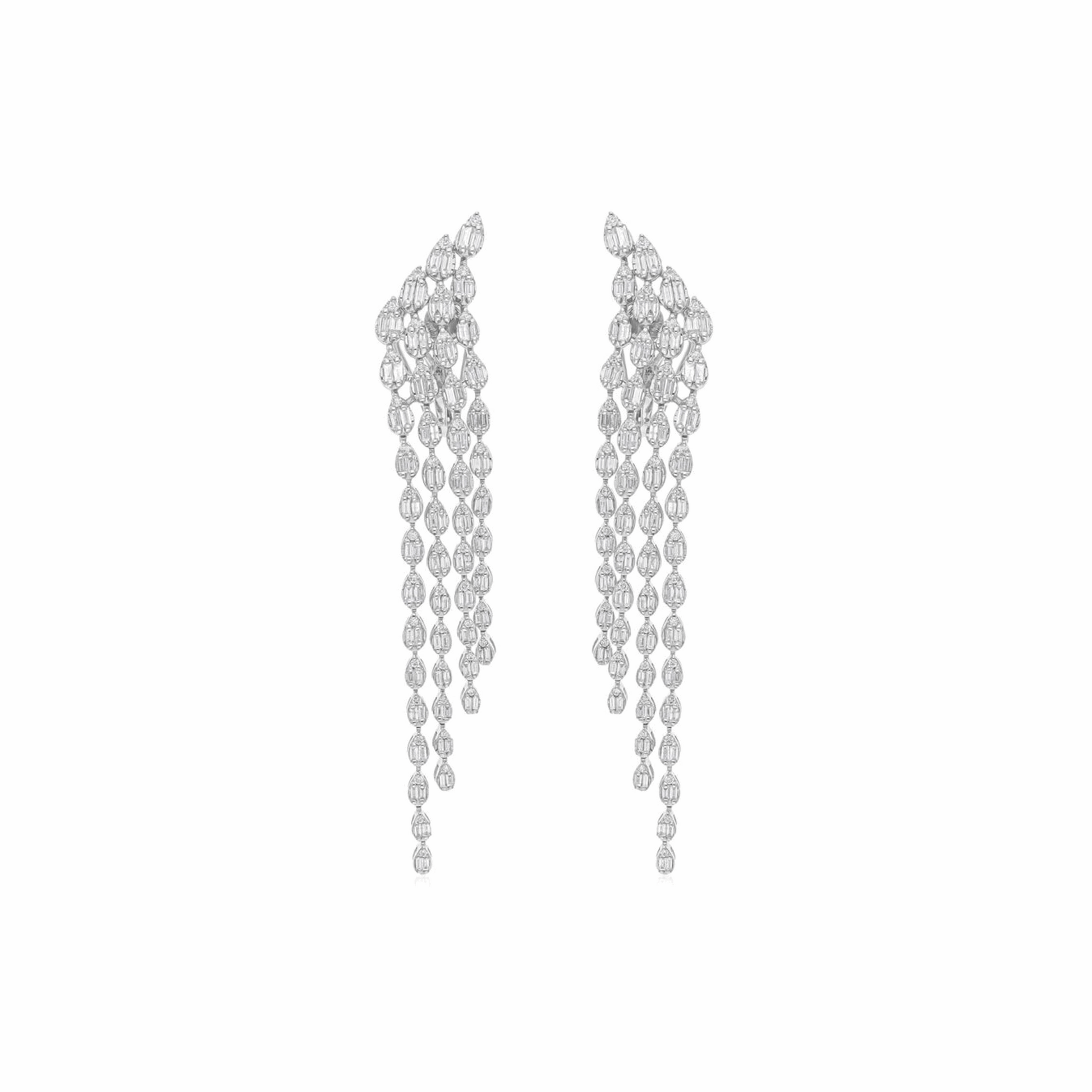 2.45 Ct Real H Color SI Clarity Diamond Chandelier Earrings 18K Solid Gold