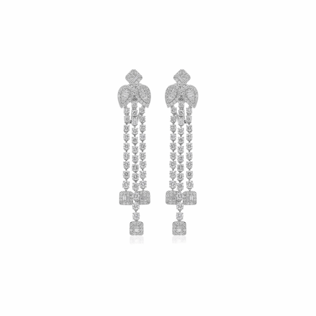 Chandelier Wedding Earrings 3.51 Ct. Natural Diamond 18K Gold
