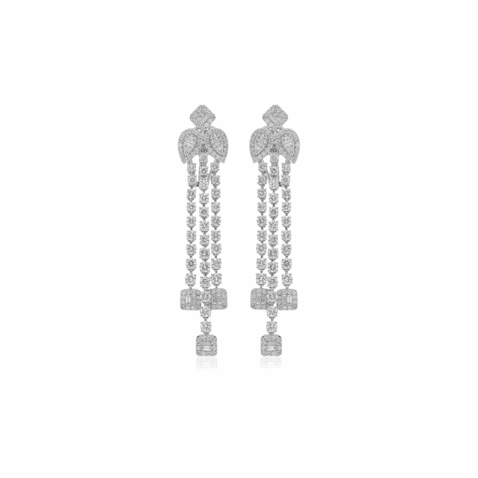 Chandelier Wedding Earrings 3.51 Ct. Natural Diamond 18K Gold
