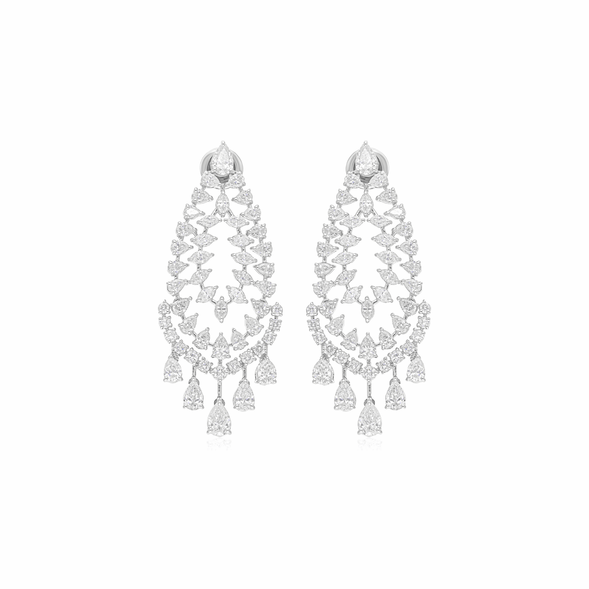 7.27 Ct. Diamond 18K Gold Cluster Wedding Earrings for Bridesmaid