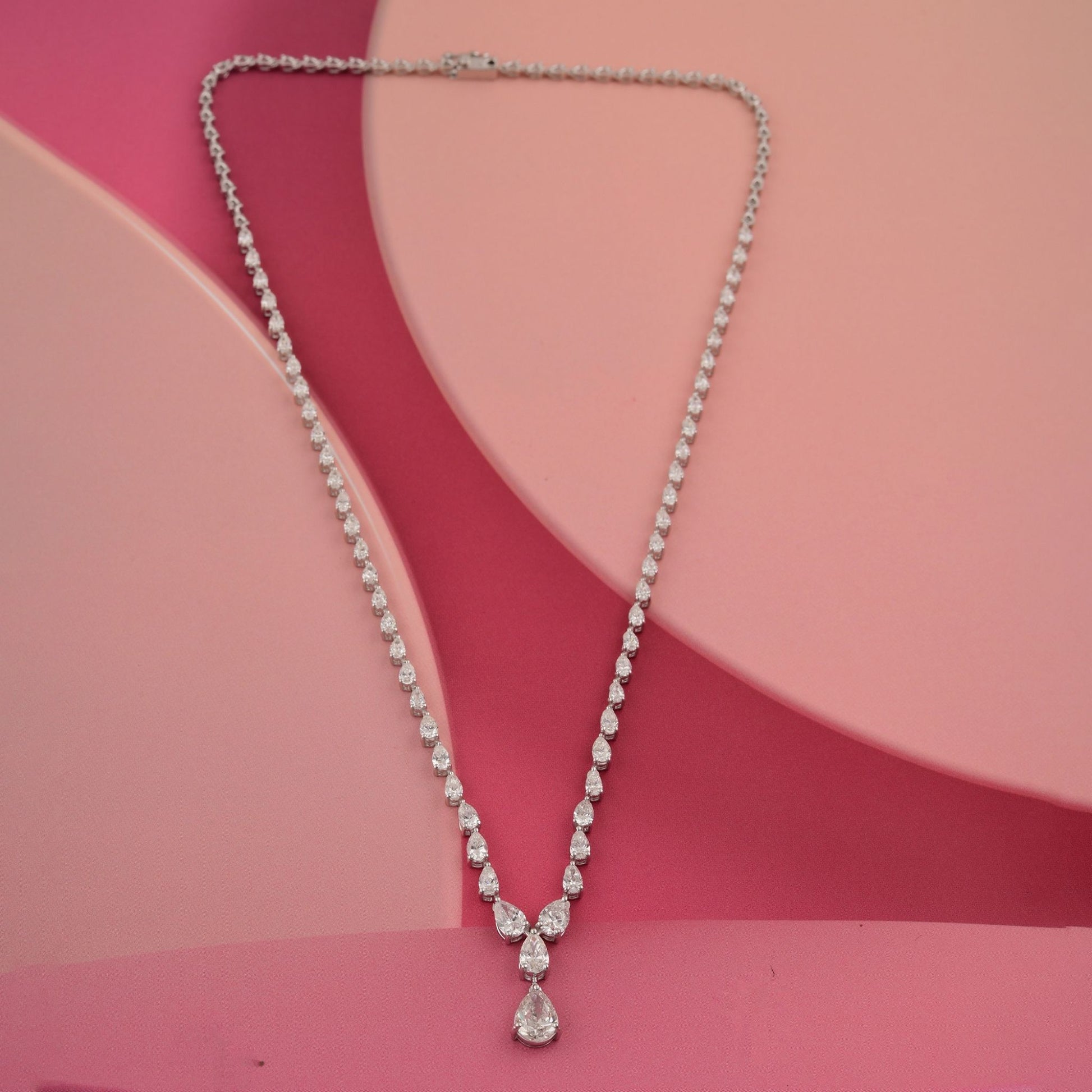 5.98 Ct Natural SI/H Pear Diamond Pendant Necklace in 18k Gold Handmade Jewelry