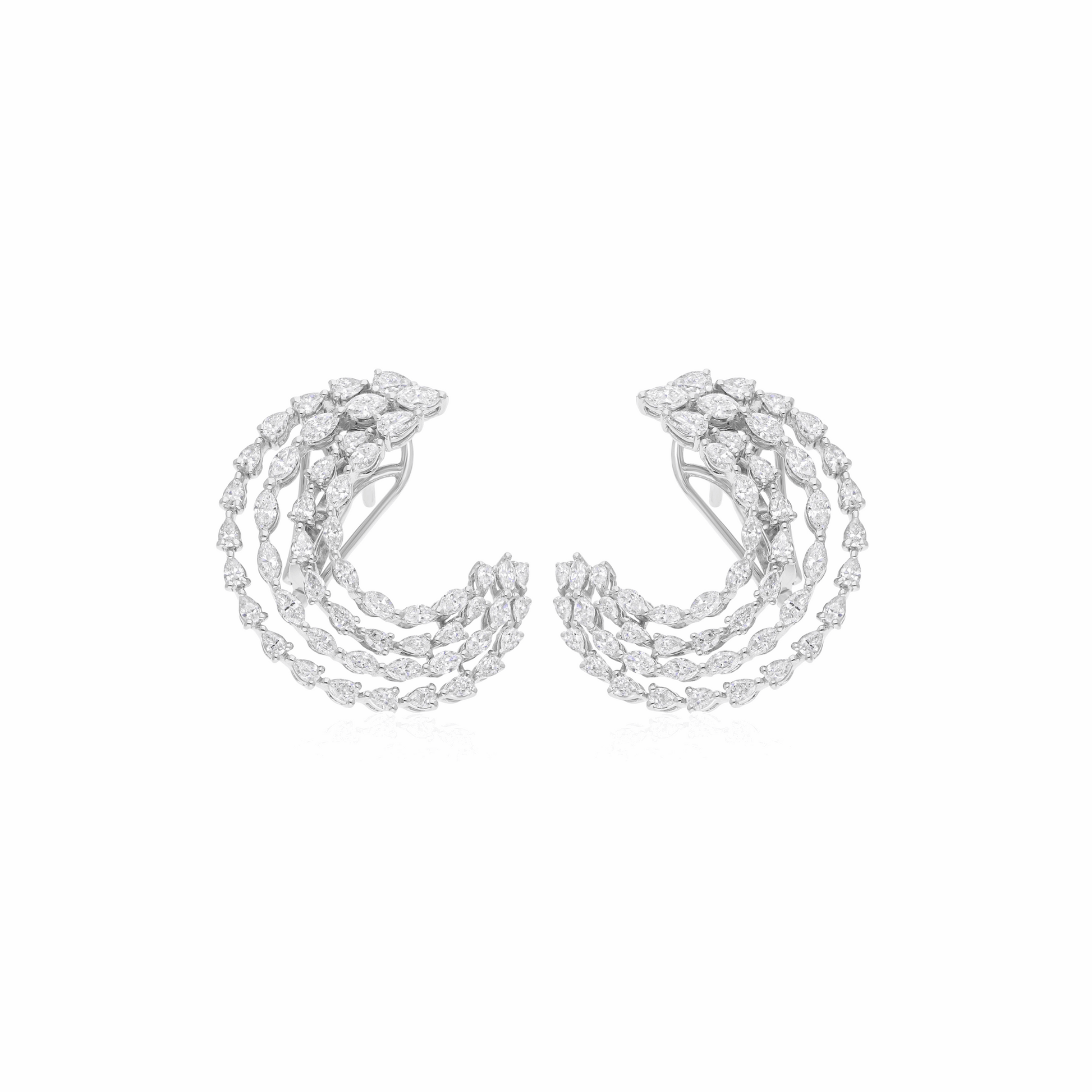 2.75 Ct. Marquise Cut Diamond Curved Leaf Stud Earrings 18K Fine Gold