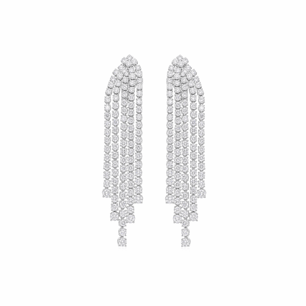 10.69 Ct Round Cut Natural Diamond Chandelier Earrings 18K Solid Gold