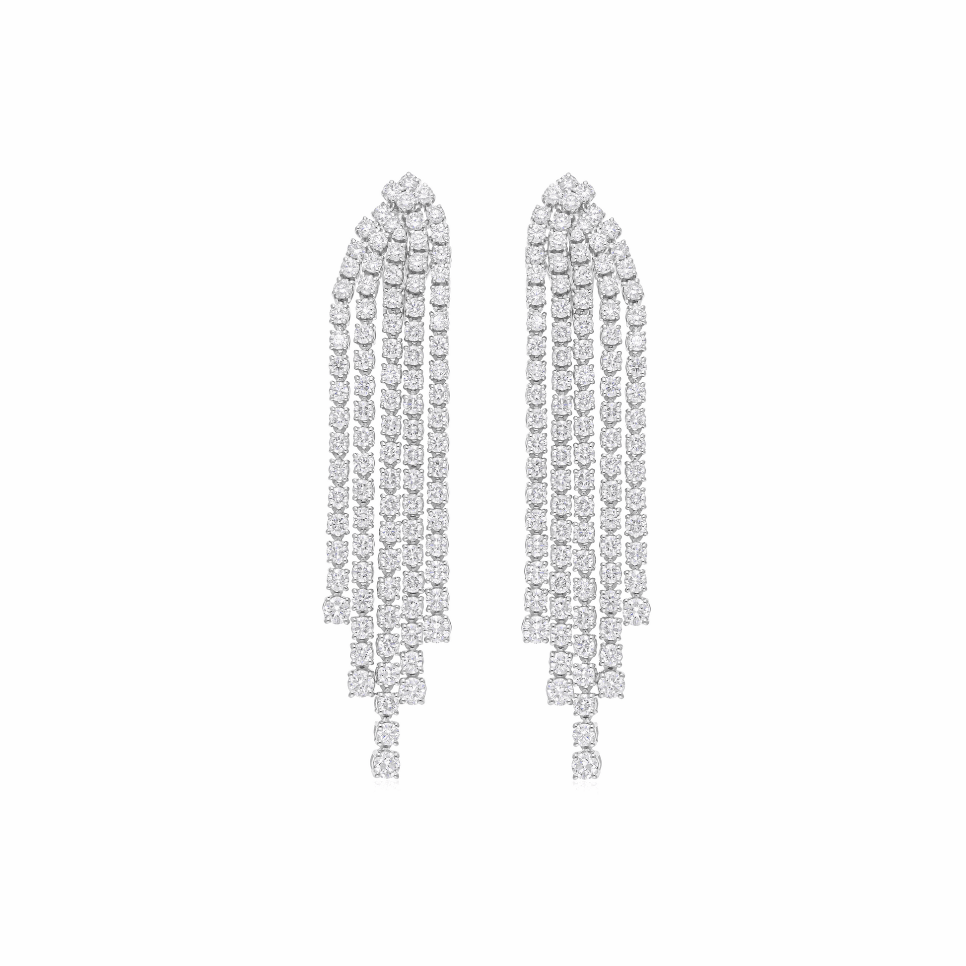 10.69 Ct Round Cut Natural Diamond Chandelier Earrings 18K Solid Gold