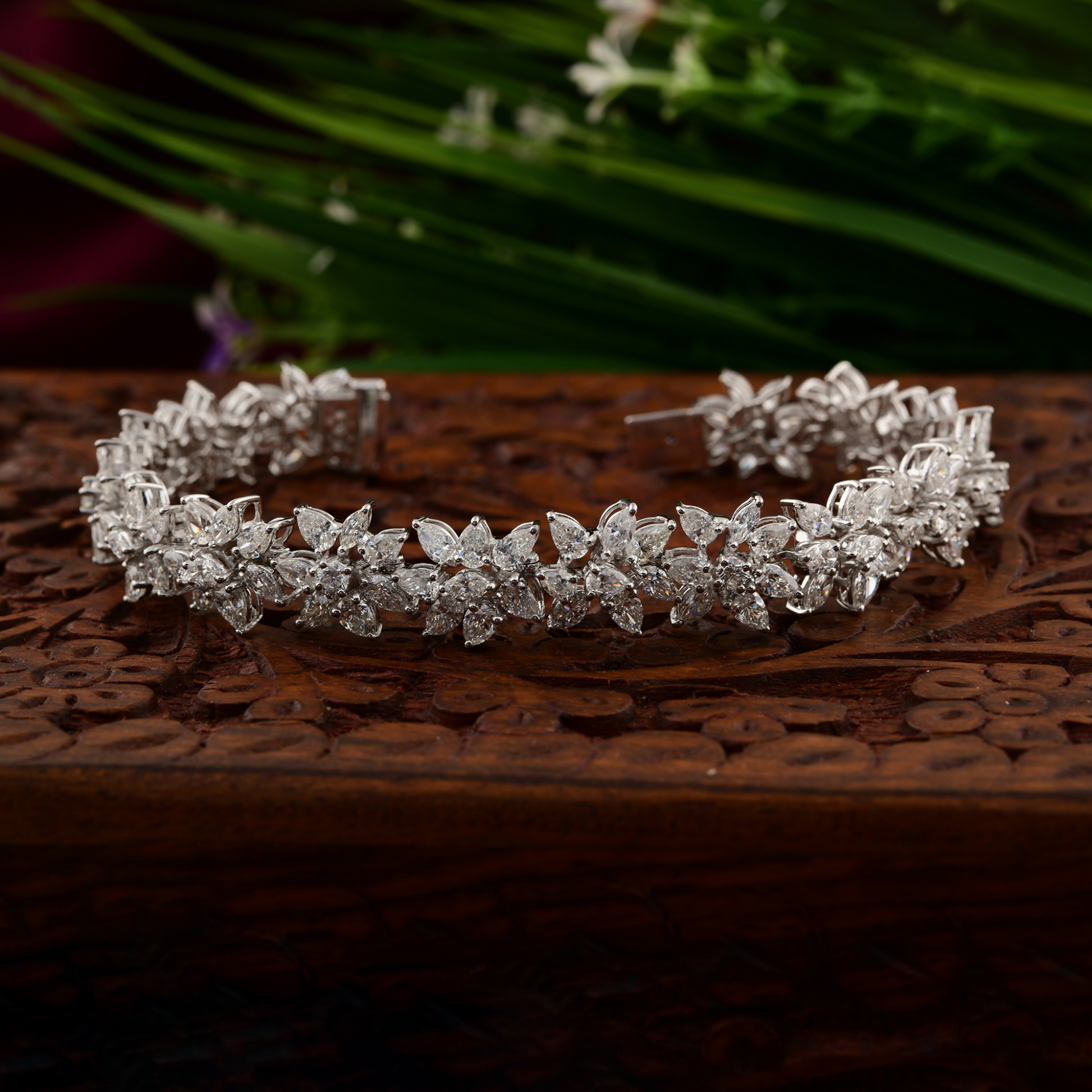 Handcrafted Fine Gold 14.55 Ct. Natural Diamond Bracelet For Women