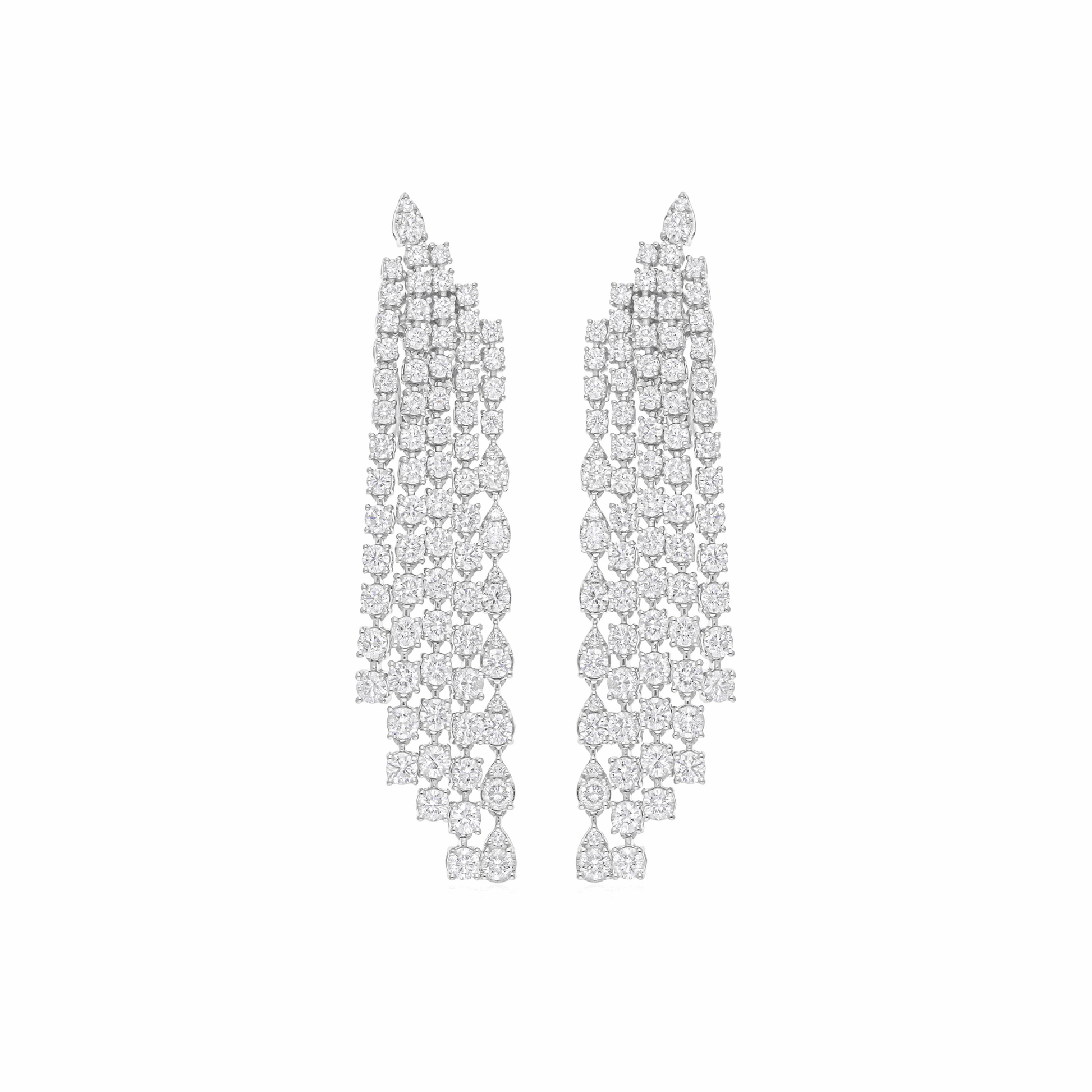 7.42 Ct Natural Diamond Chandelier Dangle Earrings 18K Fine Gold