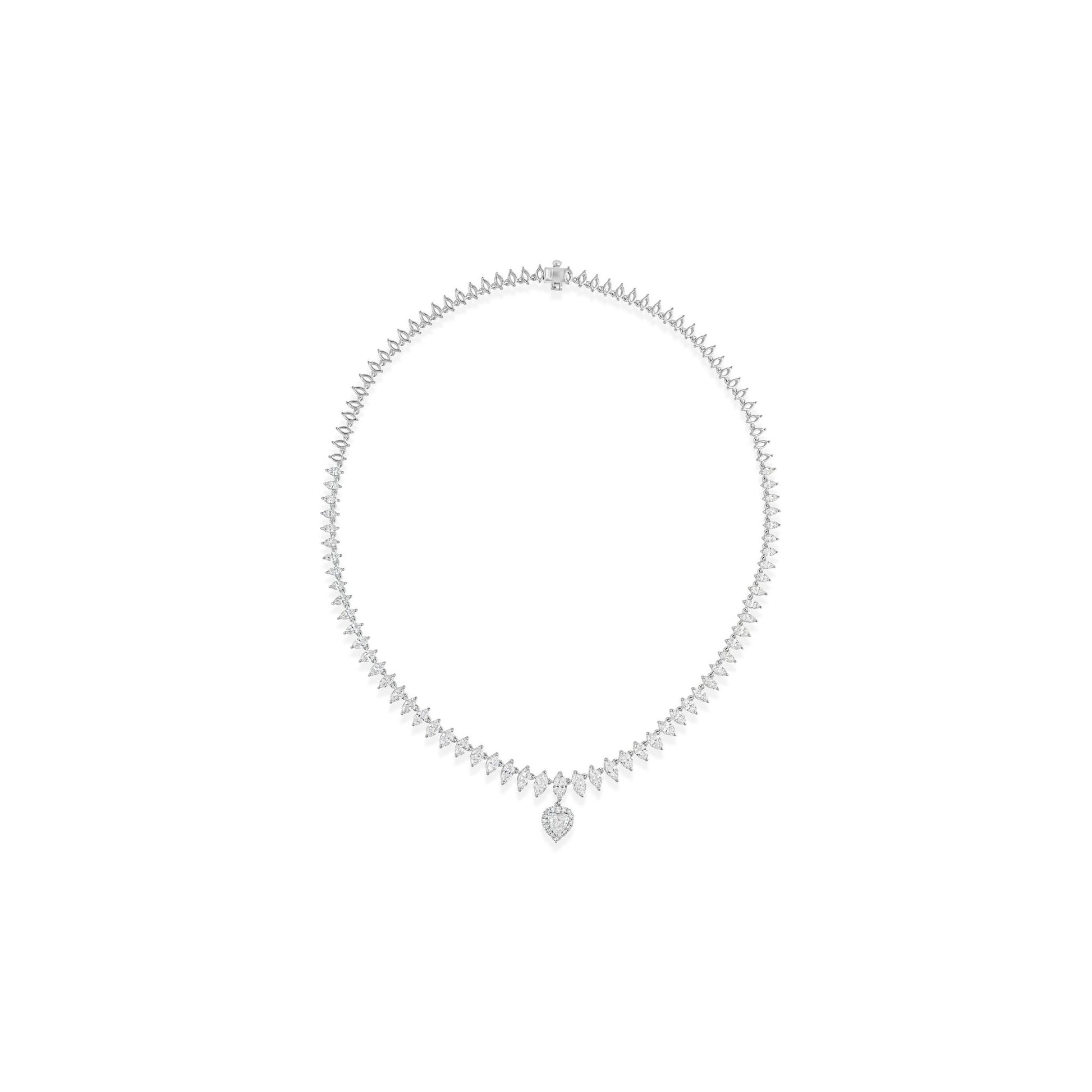 9.53 Ct Natural H/SI Multi Shape Diamond Heart Pendant Necklace 18k Gold