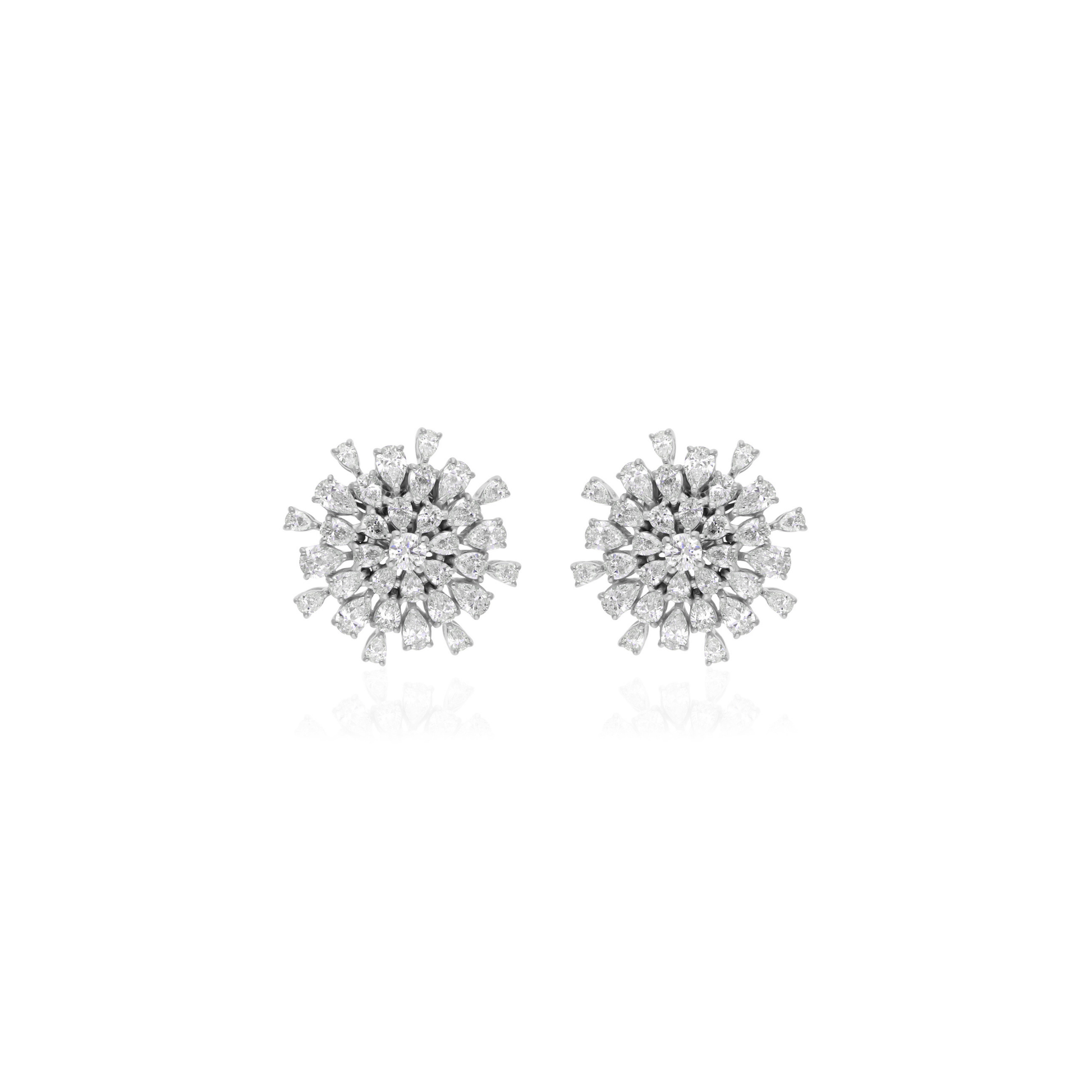3.59 Ct. Pear Shaped Cluster Diamond Earrings in 18k White Gold