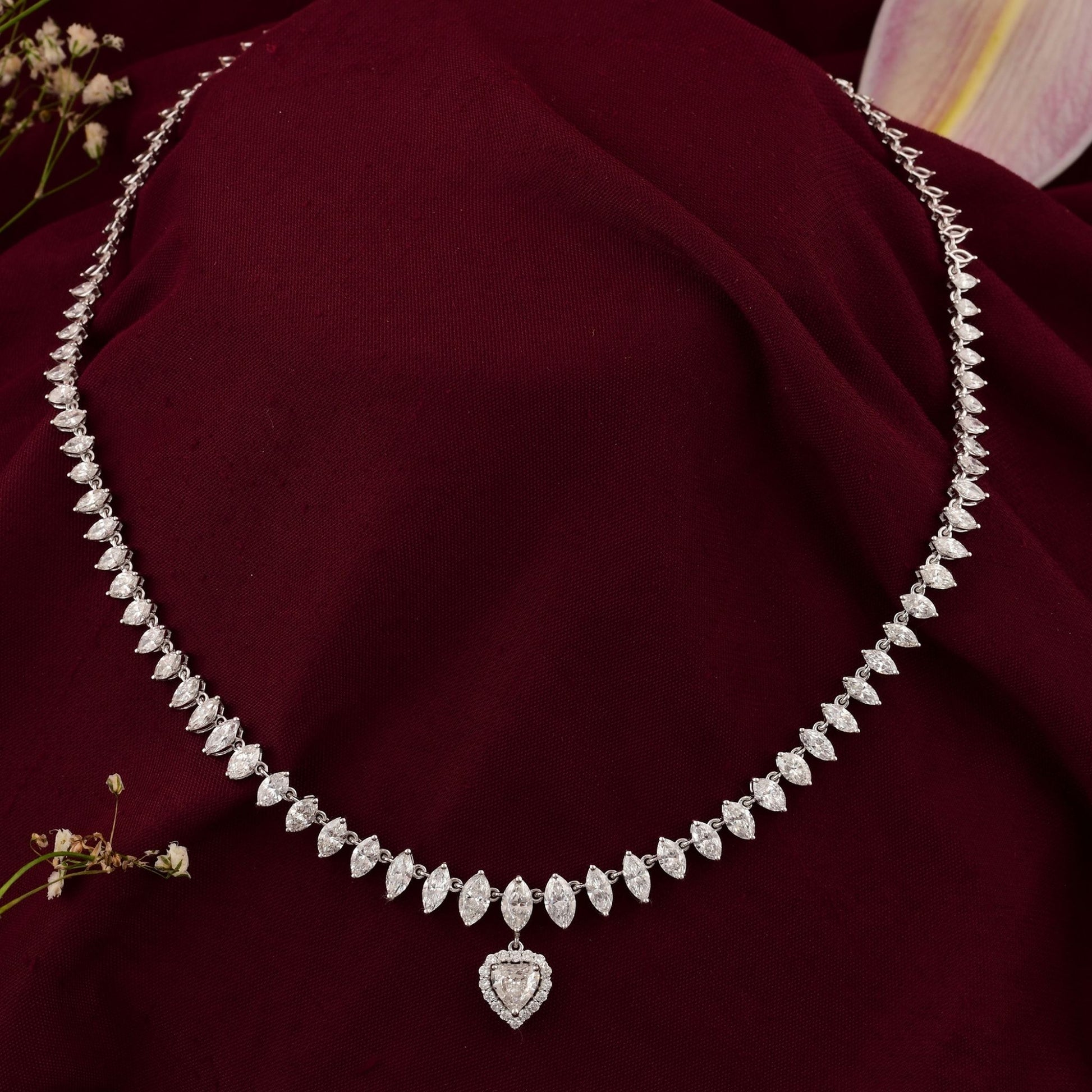 9.53 Ct Natural H/SI Multi Shape Diamond Heart Pendant Necklace 18k Gold