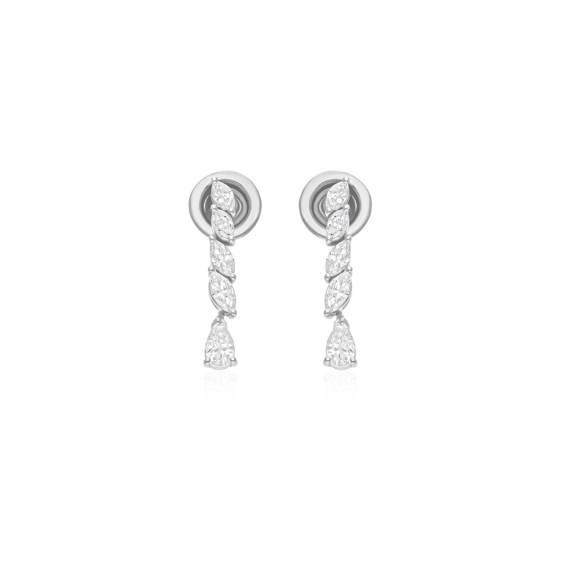 0.75 Ct. Diamond Drop Earrings with Marquise Cut Stones In White Gold