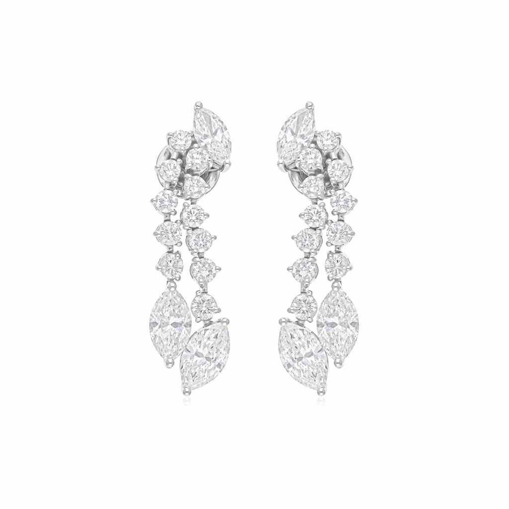 5.08 Ct Natural H Color SI Clarity Diamond Dangle Earrings 18K Solid Gold