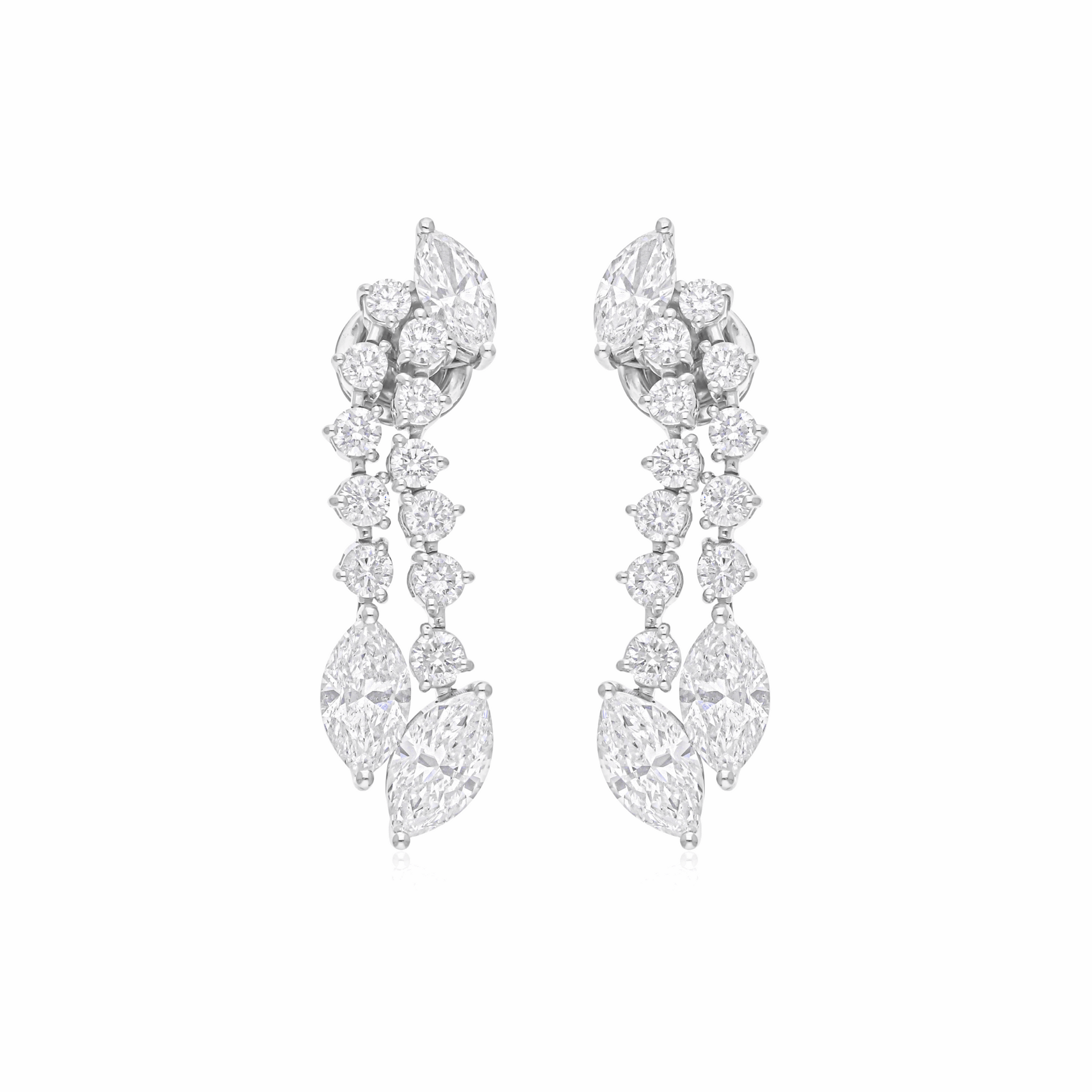 5.08 Ct Natural H Color SI Clarity Diamond Dangle Earrings 18K Solid Gold