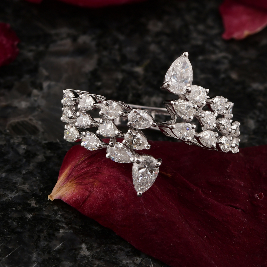 1.85 Carat Certified Natural Diamond Gold Bypass Engagement Ring
