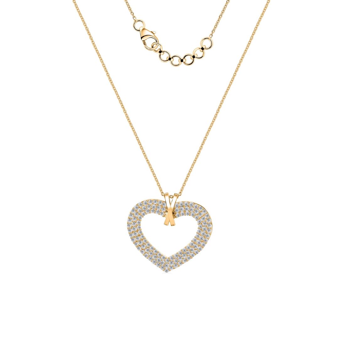 3.81 Ct. Heart Shape Diamond Pendant Necklace with Fine Gold