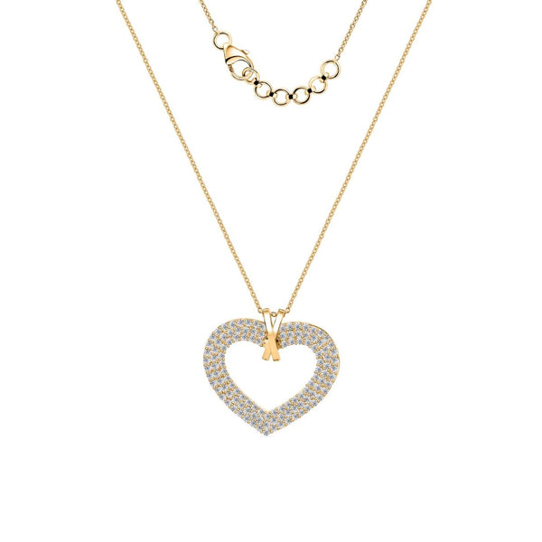 3.81 Ct. Heart Shape Diamond Pendant Necklace with Fine Gold