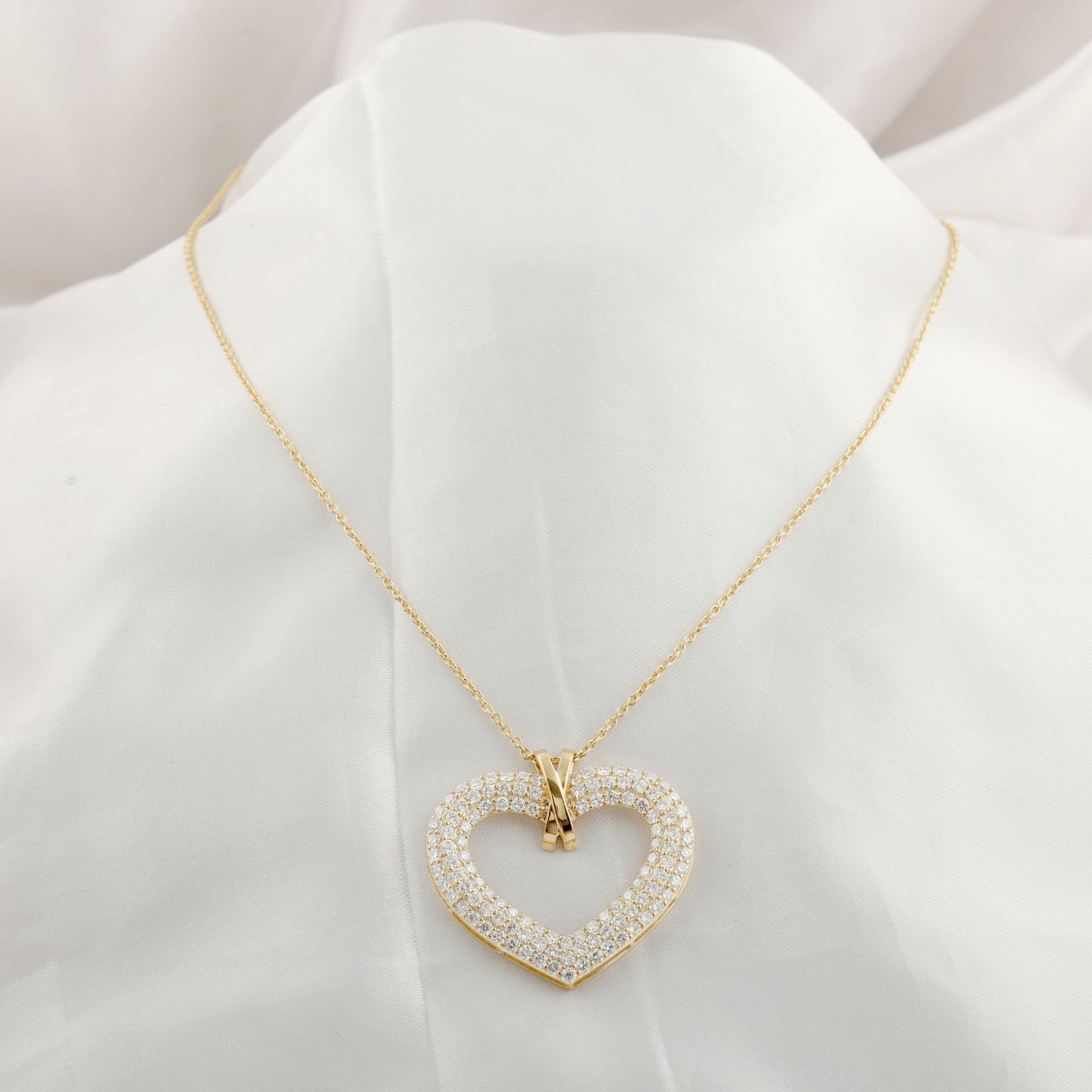 3.81 Ct. Heart Shape Diamond Pendant Necklace with Fine Gold