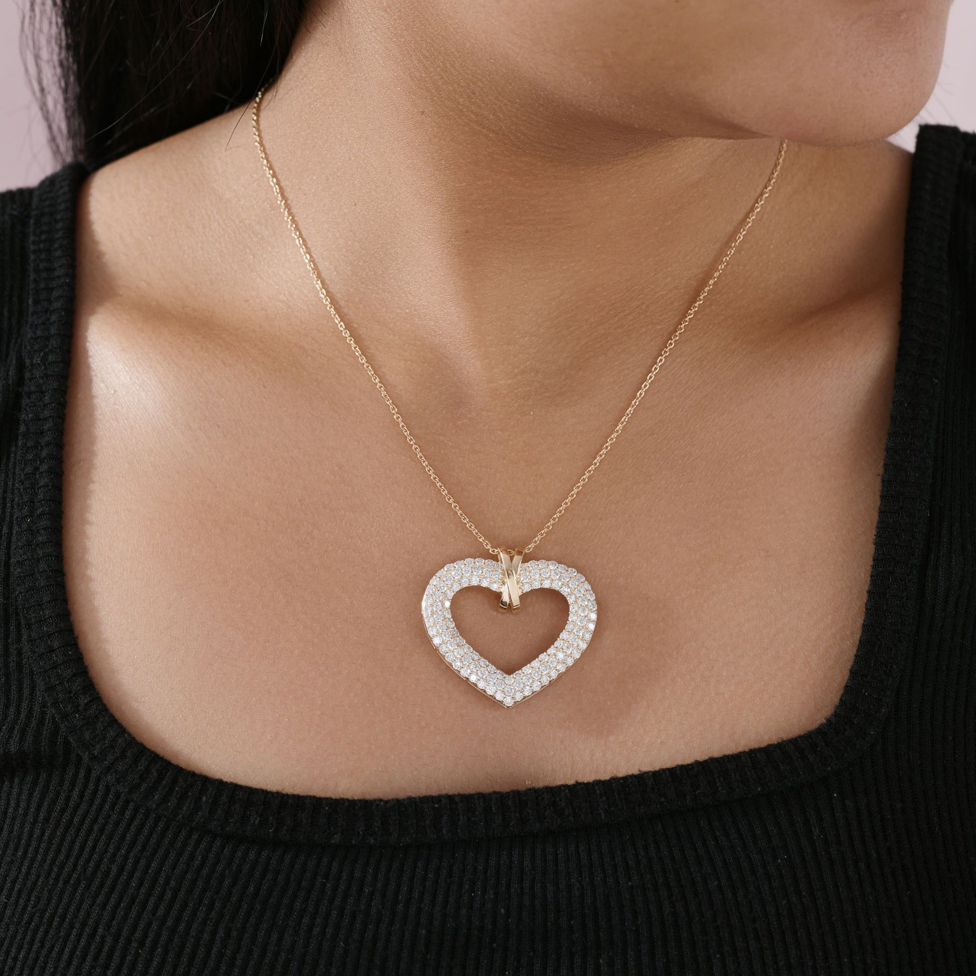 3.81 Ct. Heart Shape Diamond Pendant Necklace with Fine Gold