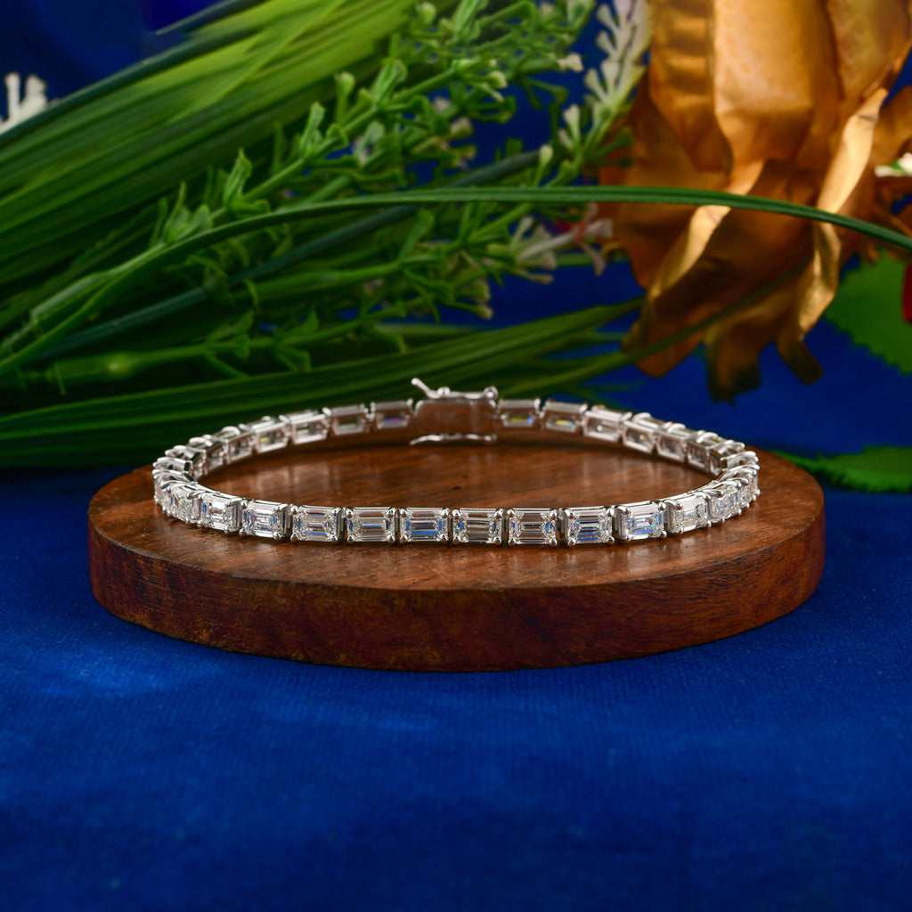 9.91 Carat Natural Octagon Cut Diamond Tennis Bracelet in Solid Gold