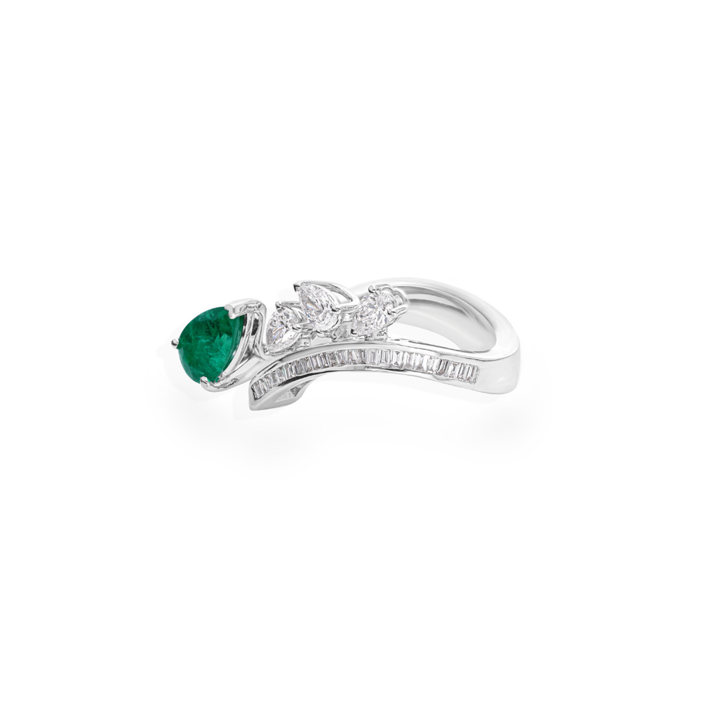 Certified Natural Zambian Emerald Diamond Fine Gold Statement Ring