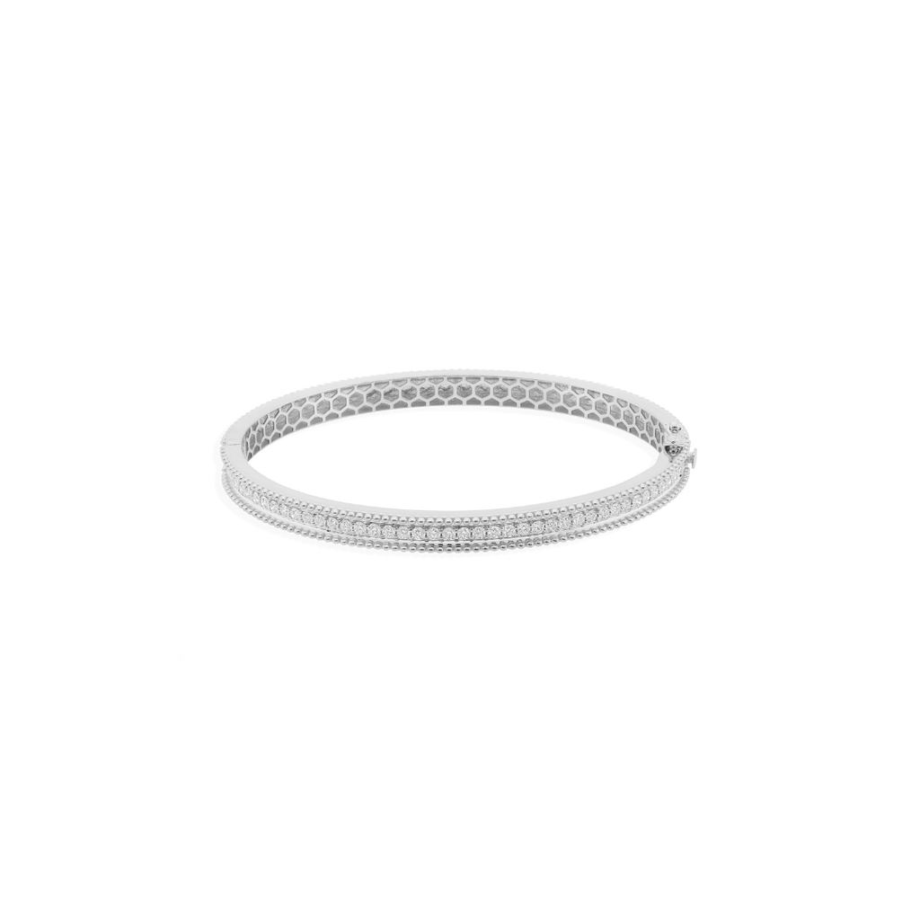 1.28Ct Natural Diamond Wedding Women Bangle Bracelet In Solid Gold