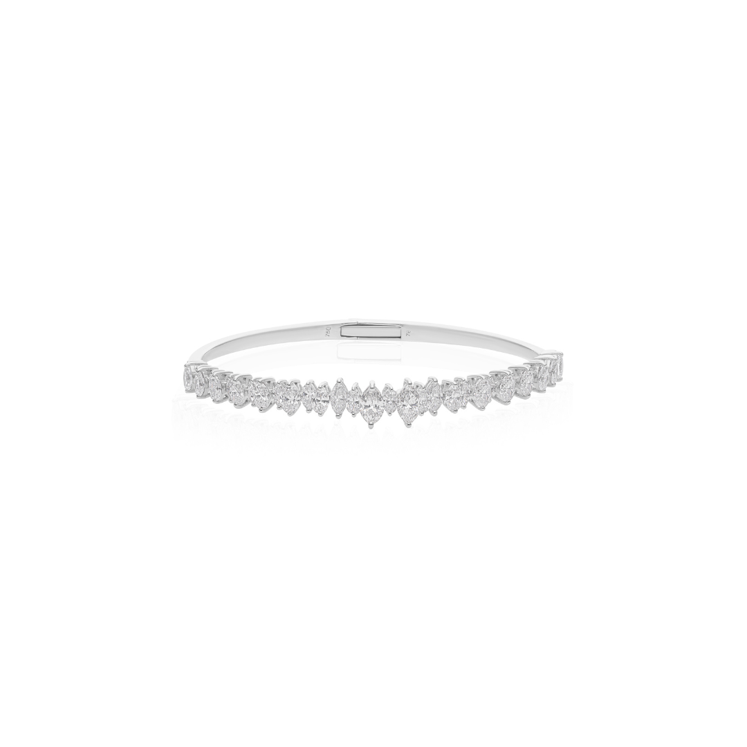 Natural Marquise Cut Diamond Gold Bangle Bracelet for Women