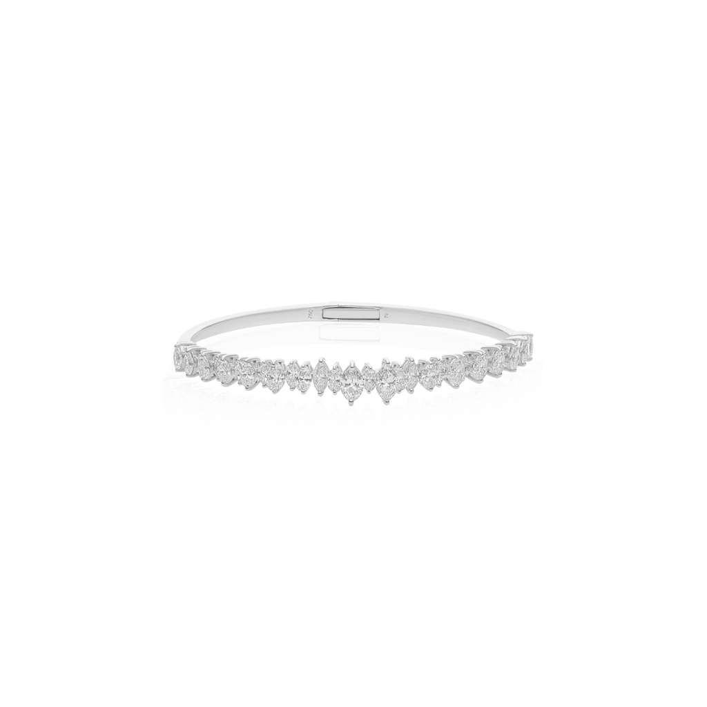 Natural Marquise Cut Diamond Gold Bangle Bracelet for Women