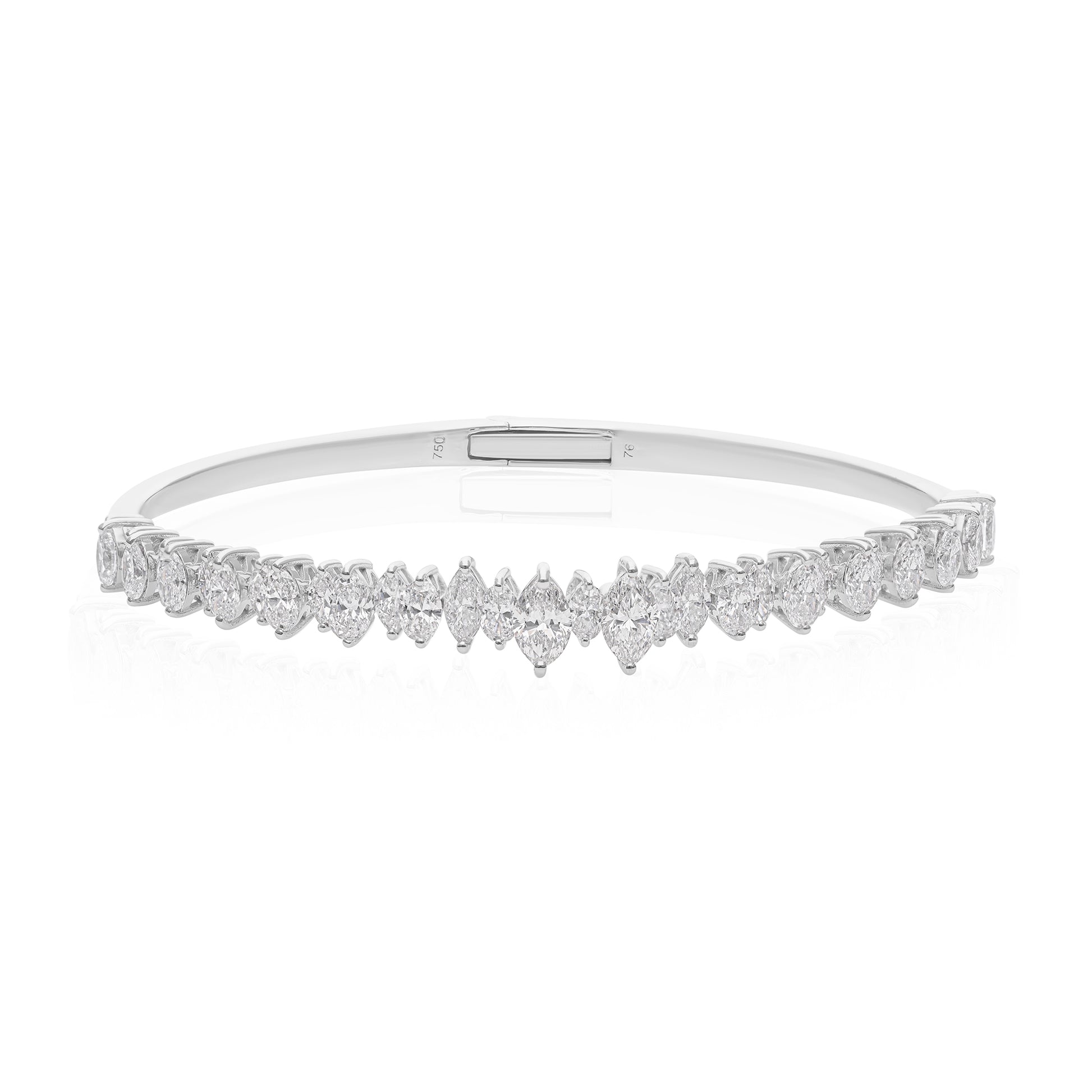 Natural Marquise Cut Diamond Gold Bangle Bracelet for Women